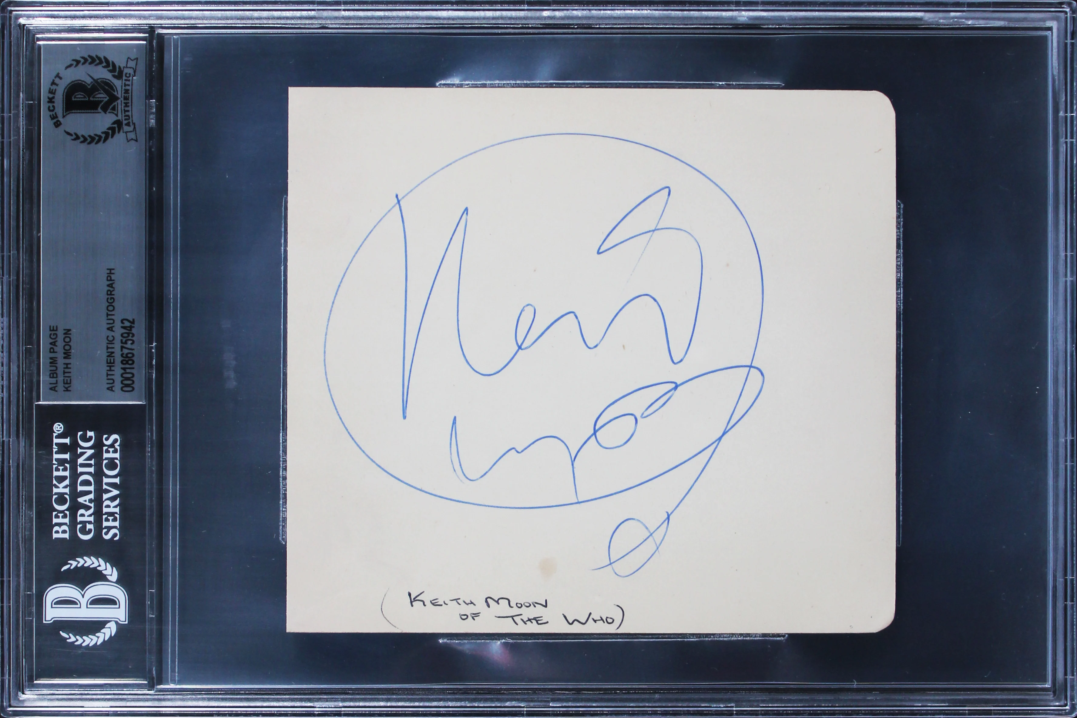 Keith Moon The Who Authentic Signed 5.25x4.5 Inch Album Page BAS Slabbed - Image 2