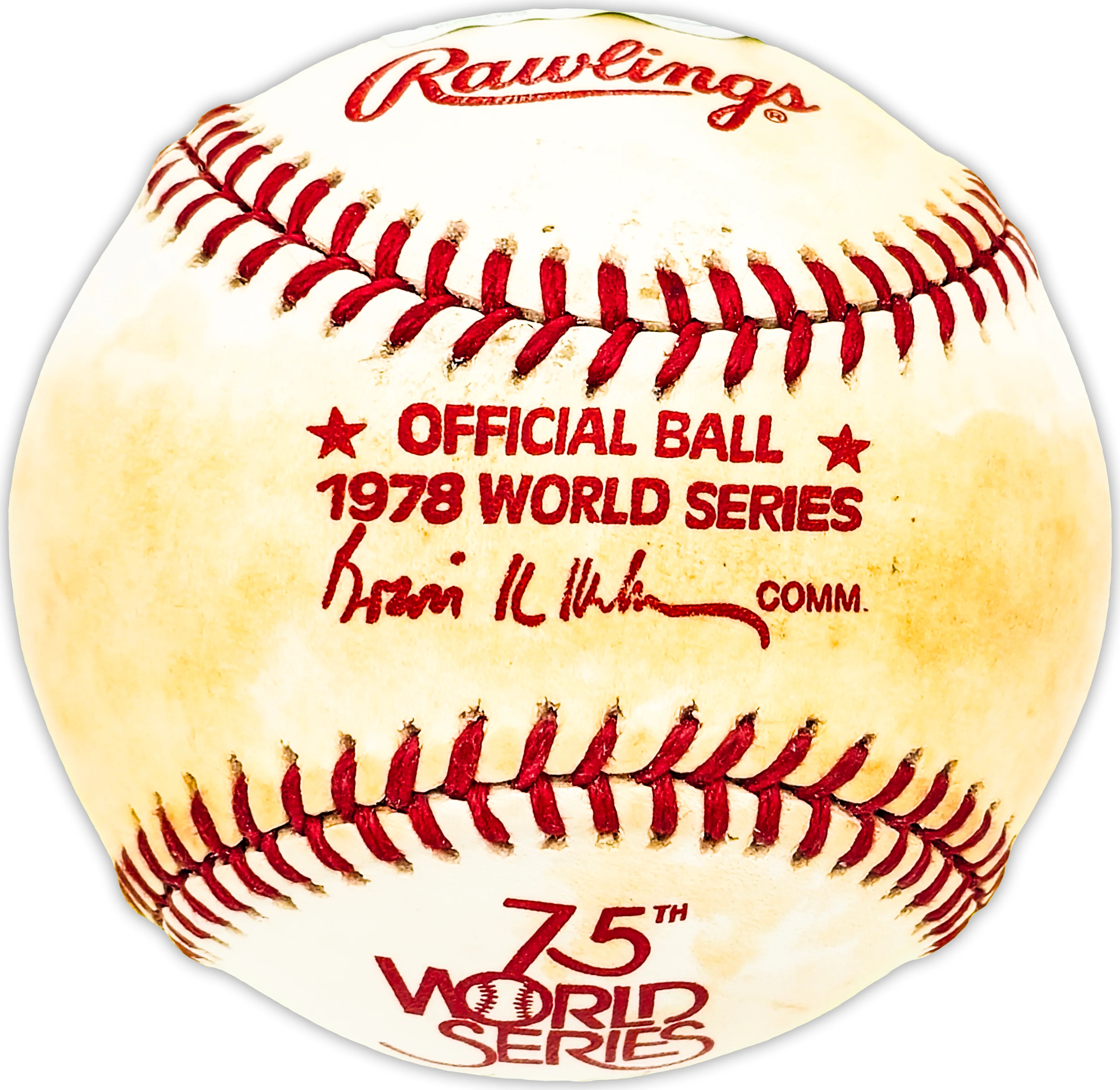 Ken Clay Autographed Official 1978 World Series Logo MLB Baseball New York Yankees "77078 World Series Champs" Beckett BAS QR #BM25604 - Image 2