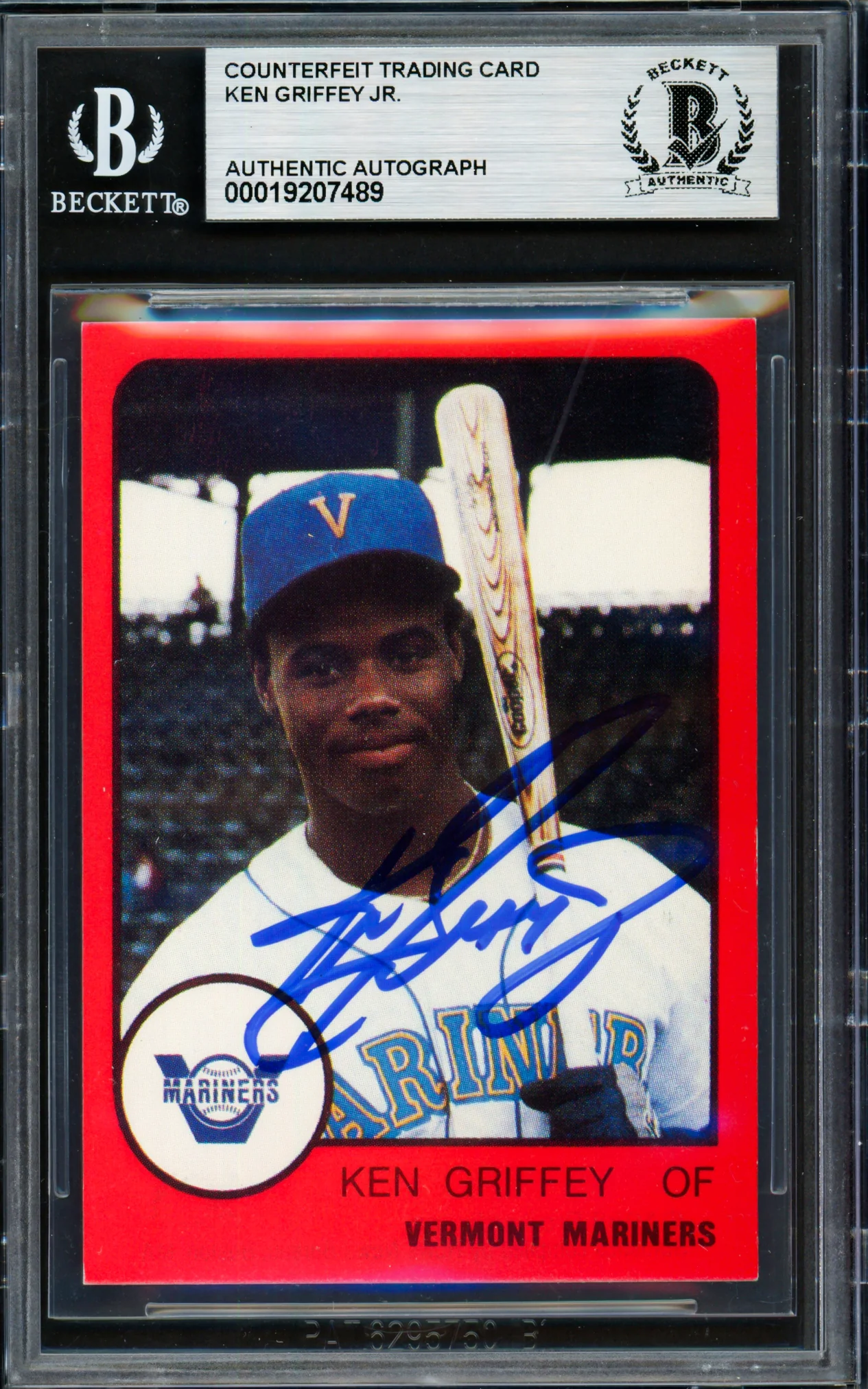 Ken Griffey Jr. Autographed 1988 ProCards Vermont Reprint Rookie Card Vermont Mariners Beckett BAS #19207489