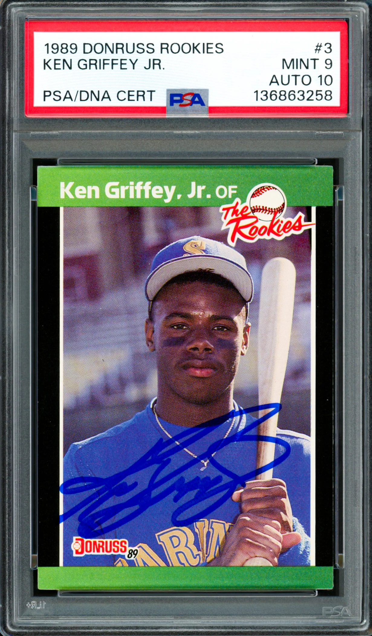 Ken Griffey Jr. Autographed 1989 Donruss The Rookies Card #3 Seattle Mariners PSA 9 Auto Grade Gem Mint 10 PSA/DNA #136863258