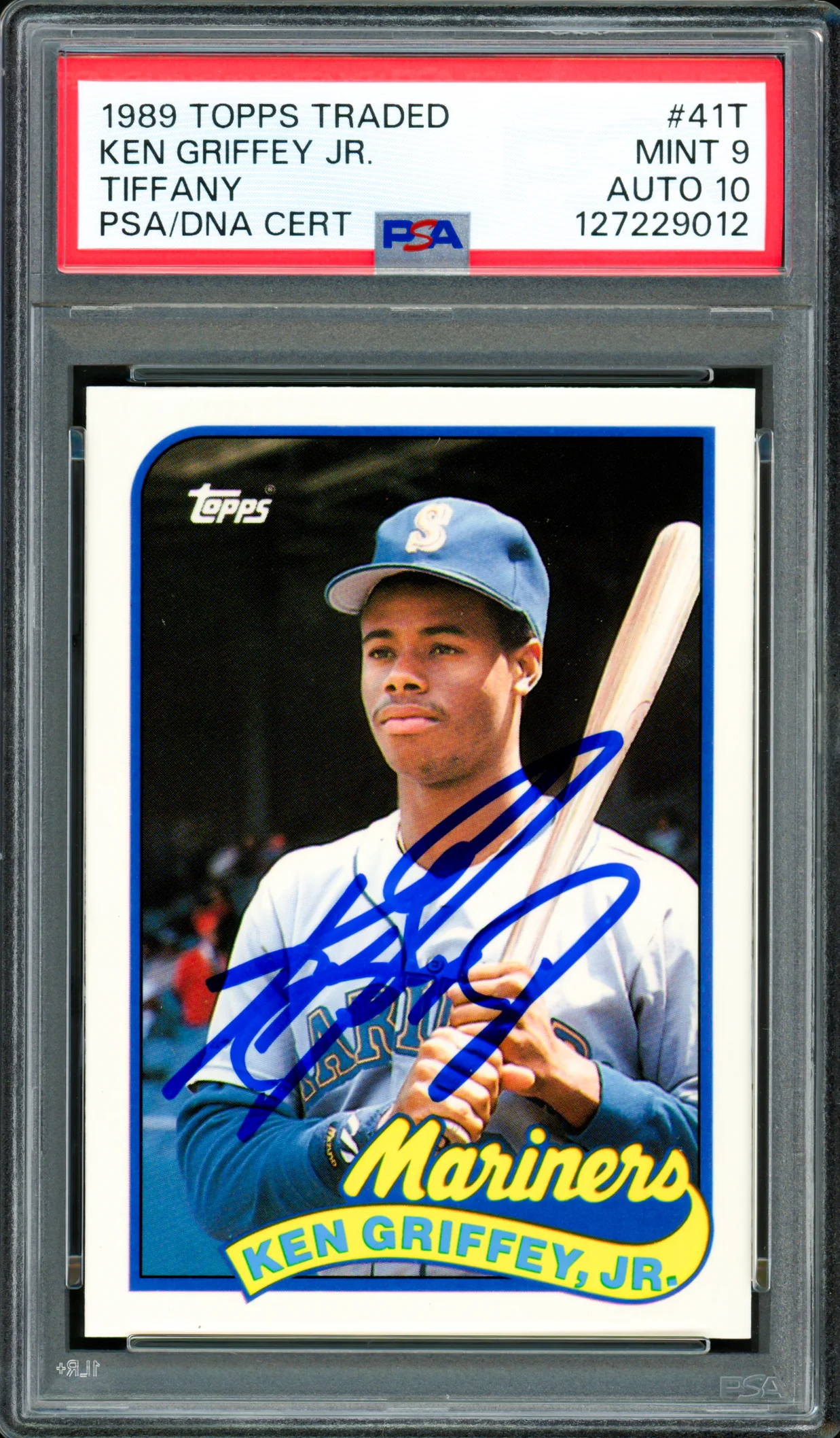Ken Griffey Jr. Autographed 1989 Topps Traded Tiffany Rookie Card #41T Seattle Mariners PSA 9 Auto Grade Gem Mint 10 PSA/DNA #127229012