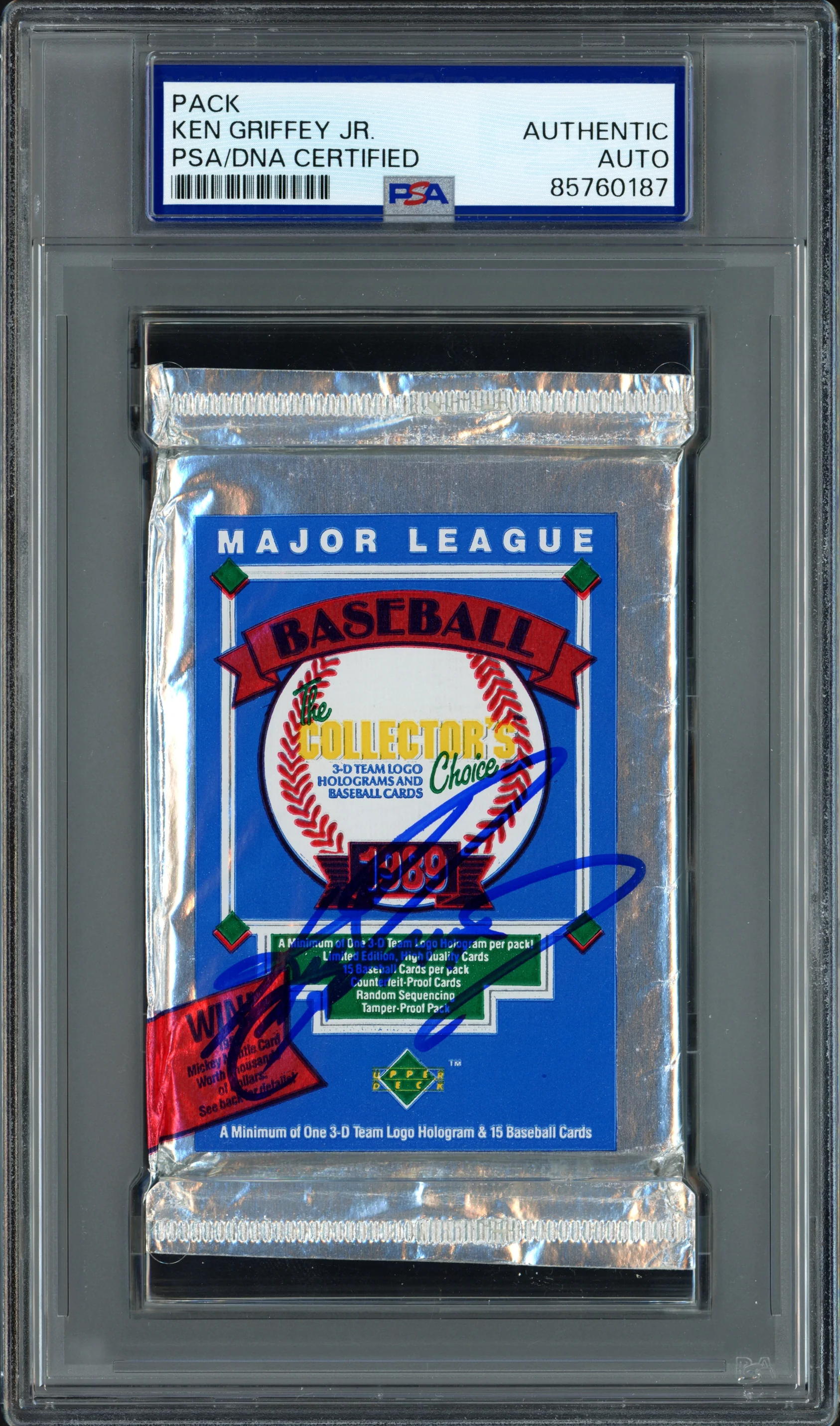 Ken Griffey Jr. Autographed 1989 Upper Deck Baseball Low Card Pack Seattle Mariners PSA/DNA Stock #259989