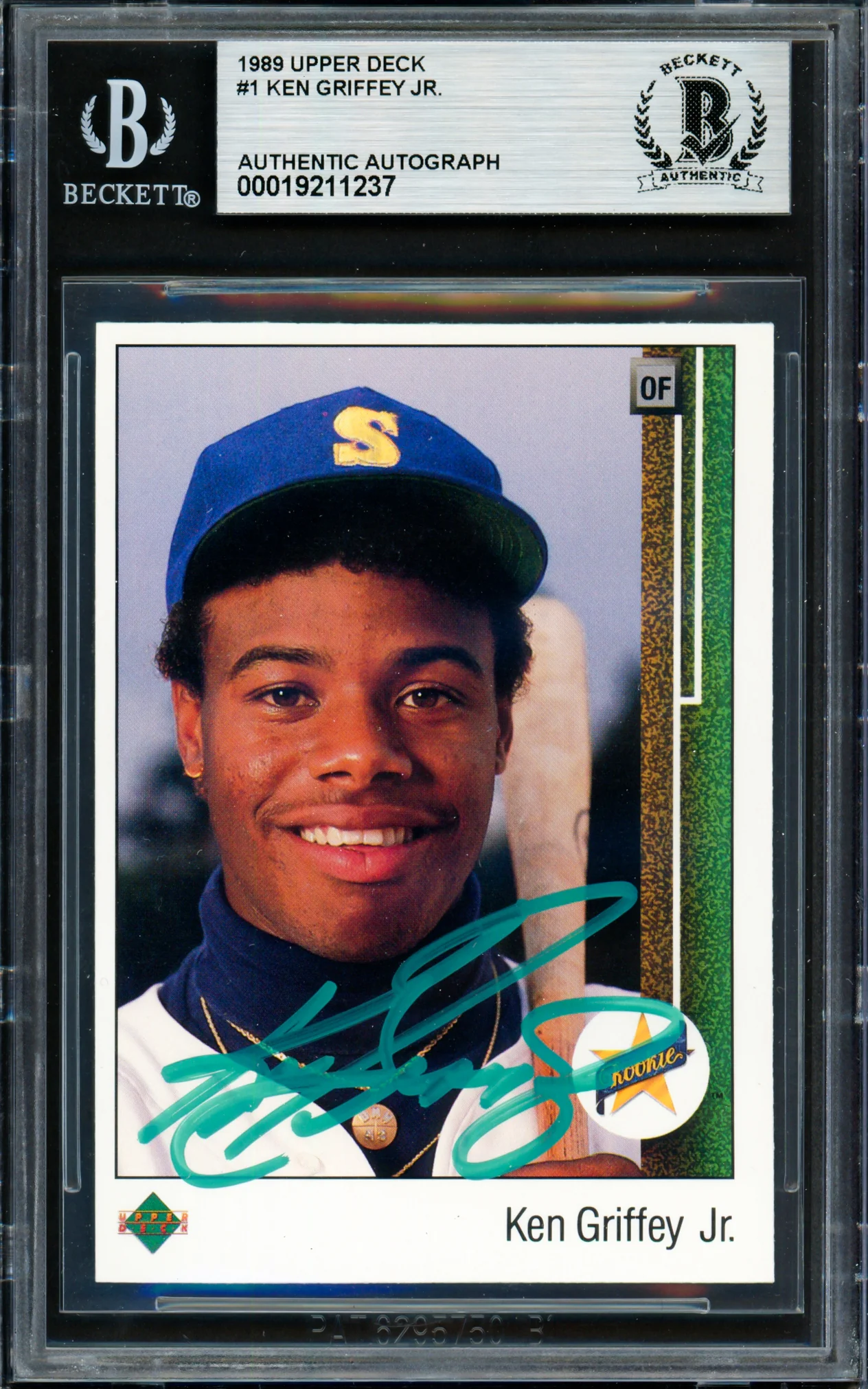 Ken Griffey Jr. Autographed 1989 Upper Deck Rookie Card #1 Seattle Mariners Beckett BAS #19211237