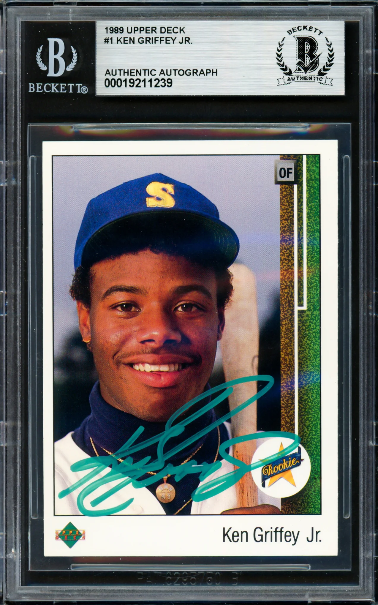 Ken Griffey Jr. Autographed 1989 Upper Deck Rookie Card #1 Seattle Mariners Beckett BAS #19211239