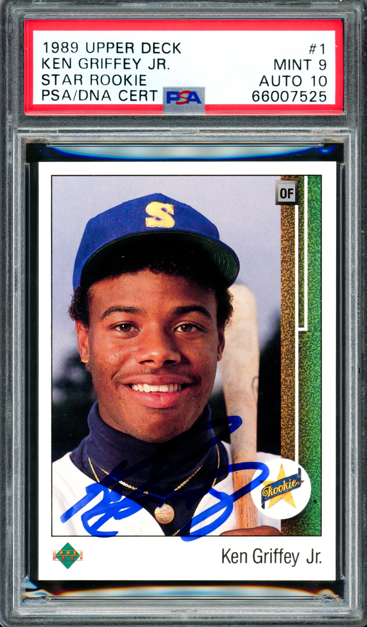 Ken Griffey Jr. Autographed 1989 Upper Deck Rookie Card #1 Seattle Mariners PSA 9 Auto Grade Gem Mint 10 PSA/DNA #66007525