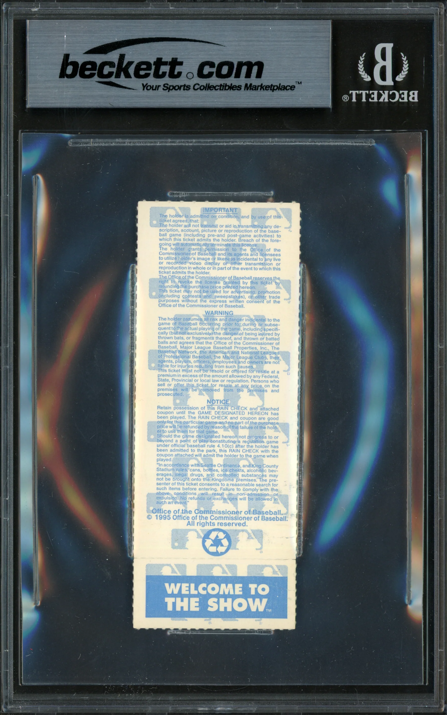 Ken Griffey Jr. Autographed 1995 ALCS Game 1 Ticket Seattle Mariners Beckett BAS #19215609 - Image 2