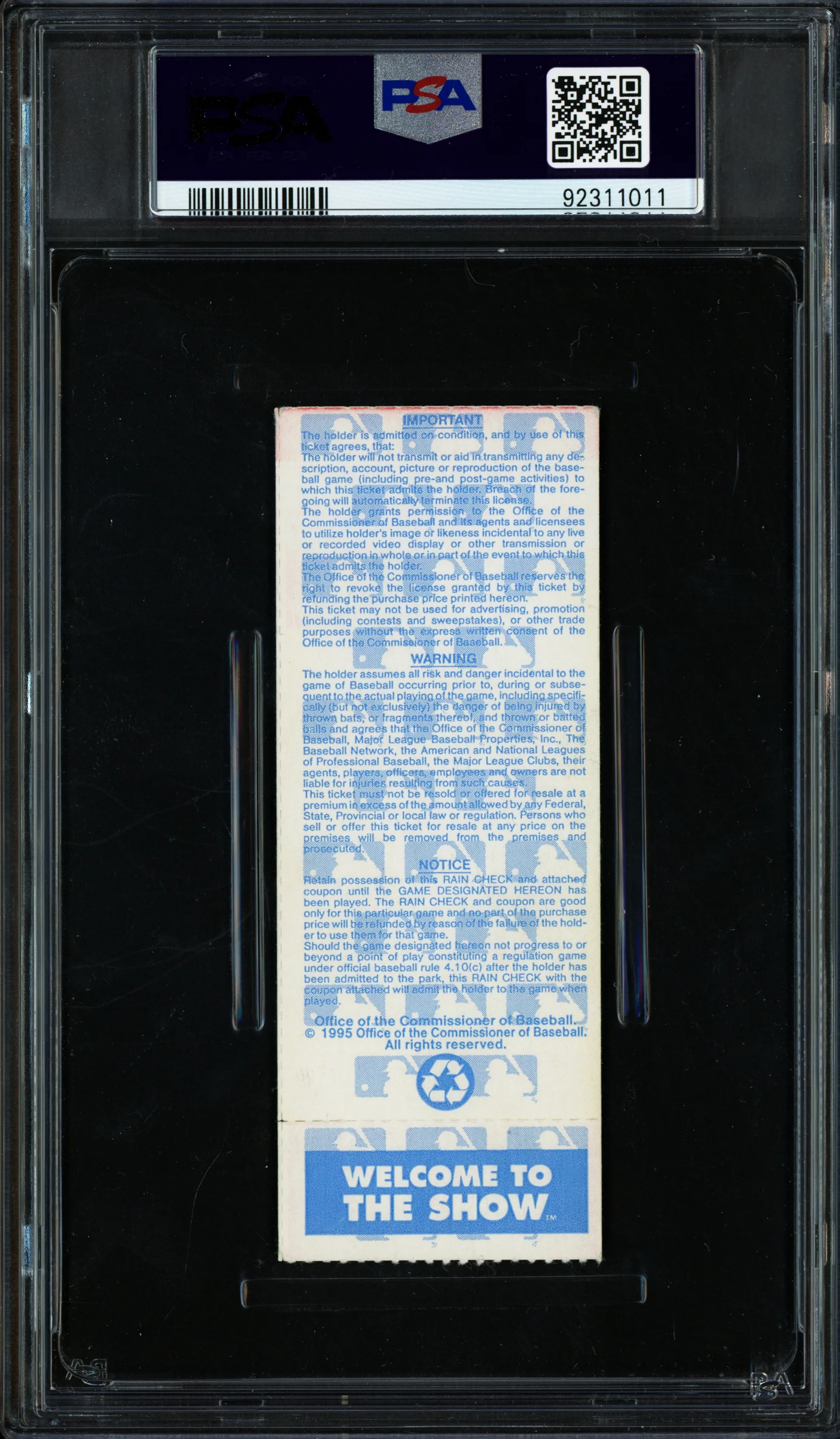 Ken Griffey Jr. Autographed 1995 ALDS Game 1 Ticket Seattle Mariners Auto Grade Gem Mint 10 "1st Playoff HR" PSA/DNA #92311011 - Image 2