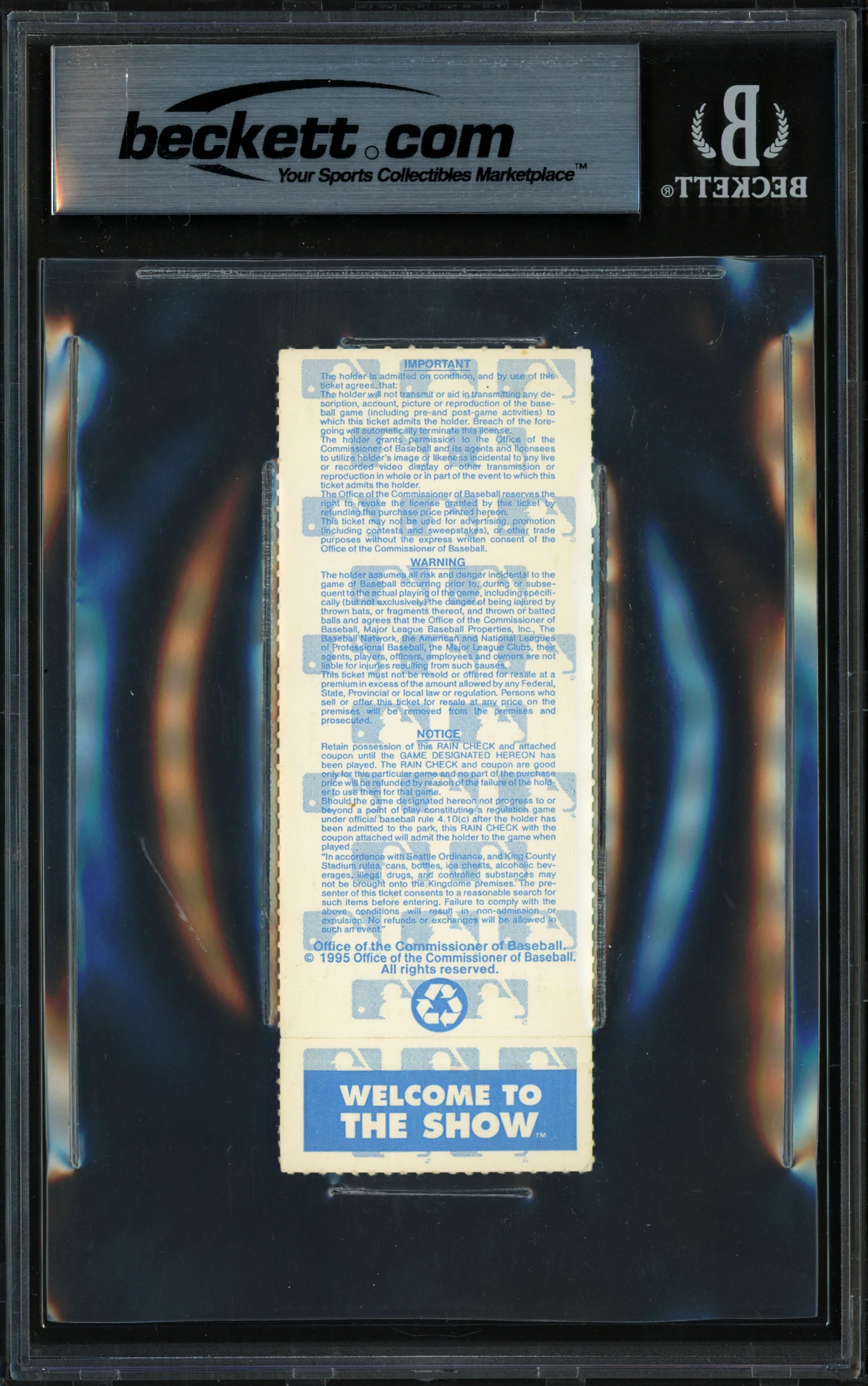 Ken Griffey Jr. Autographed 1995 ALDS Game 4 Ticket Seattle Mariners Auto Grade Gem Mint 10 Beckett BAS #19665011 - Image 2