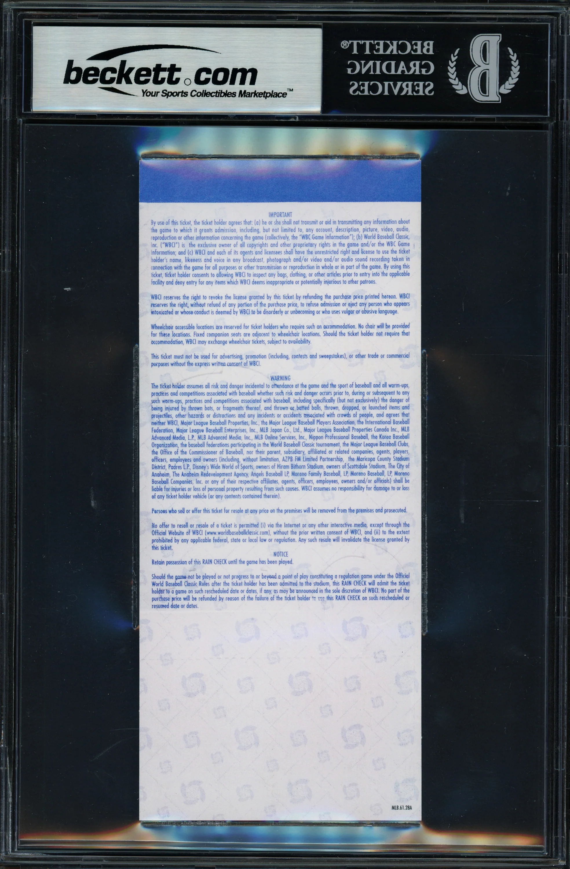 Ken Griffey Jr. Autographed 2006 WBC Semi-Final Ticket Seattle Mariners Beckett BAS #18631116 - Image 2