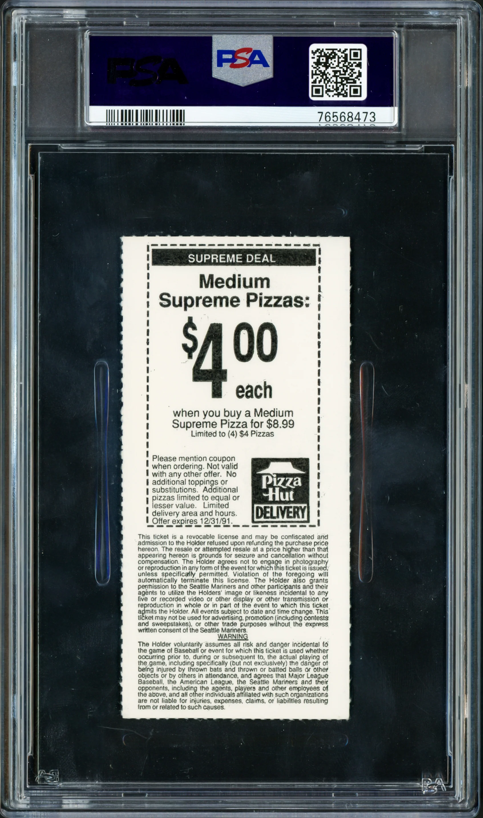 Ken Griffey Jr. Autographed April 9th, 1991 Home Run HR Ticket Stub Seattle Mariners PSA 5 Auto Grade Gem Mint 10 "4/5 HR" PSA/DNA #76568473 - Image 2