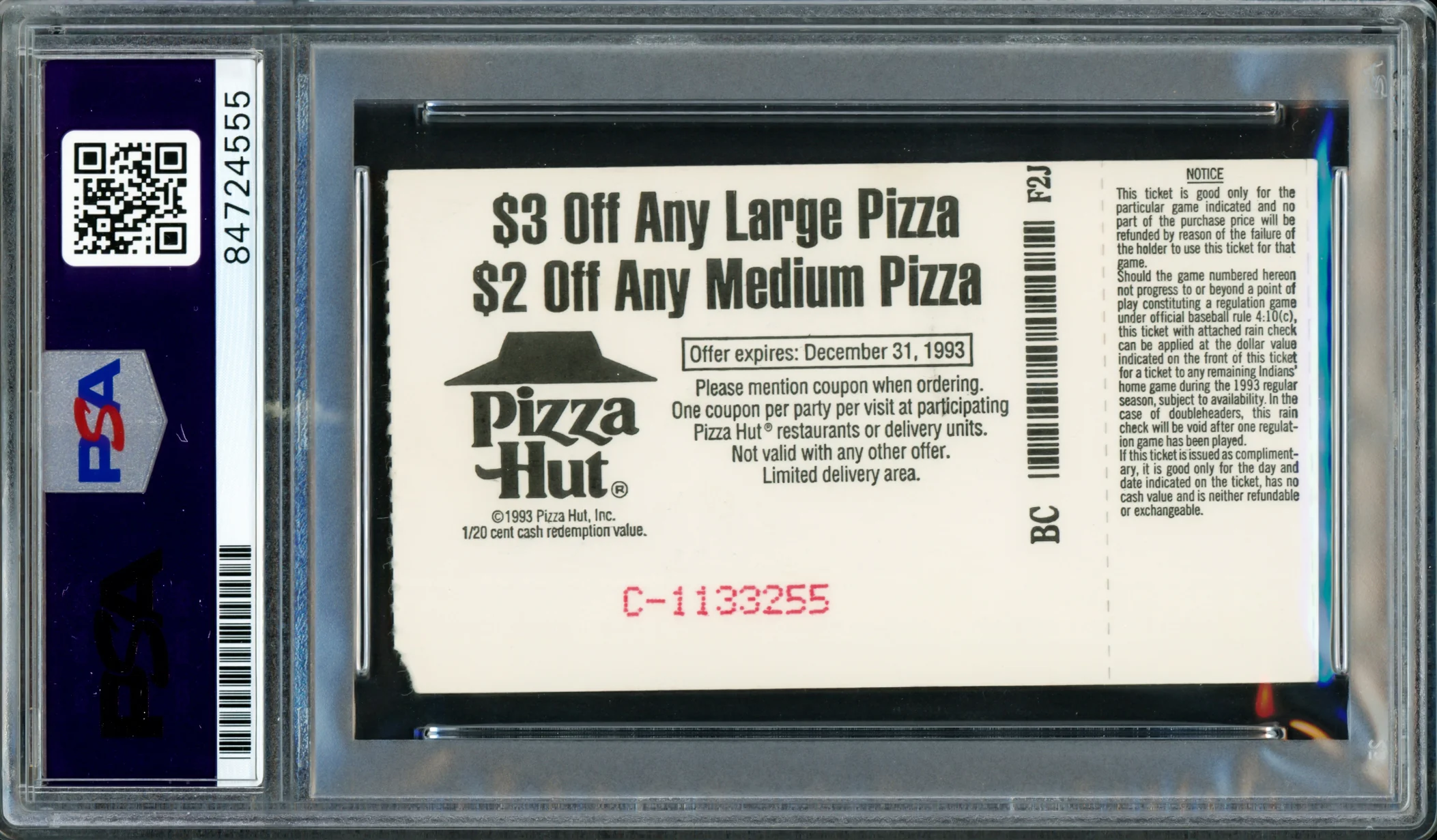 Ken Griffey Jr. Autographed July 23, 1993 Home Run Ticket Stub Seattle Mariners Auto Grade Gem Mint 10 HR In 8 Game Straight Streak PSA/DNA #84724555 - Image 2