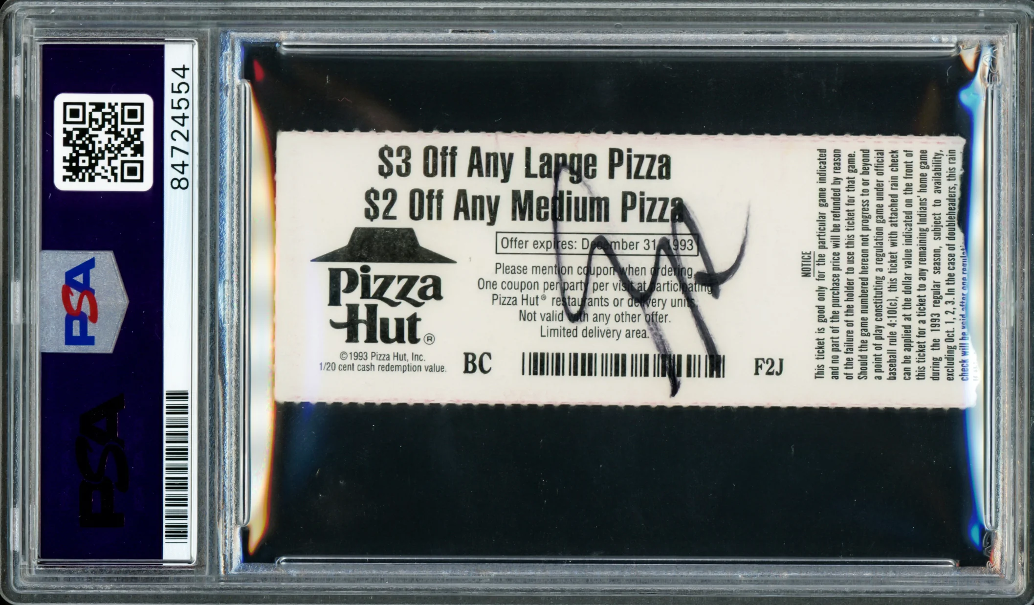 Ken Griffey Jr. Autographed July 25, 1993 Home Run Ticket Stub Seattle Mariners Auto Grade Gem Mint 10 HR In 8 Game Straight Streak PSA/DNA #84724554 - Image 2