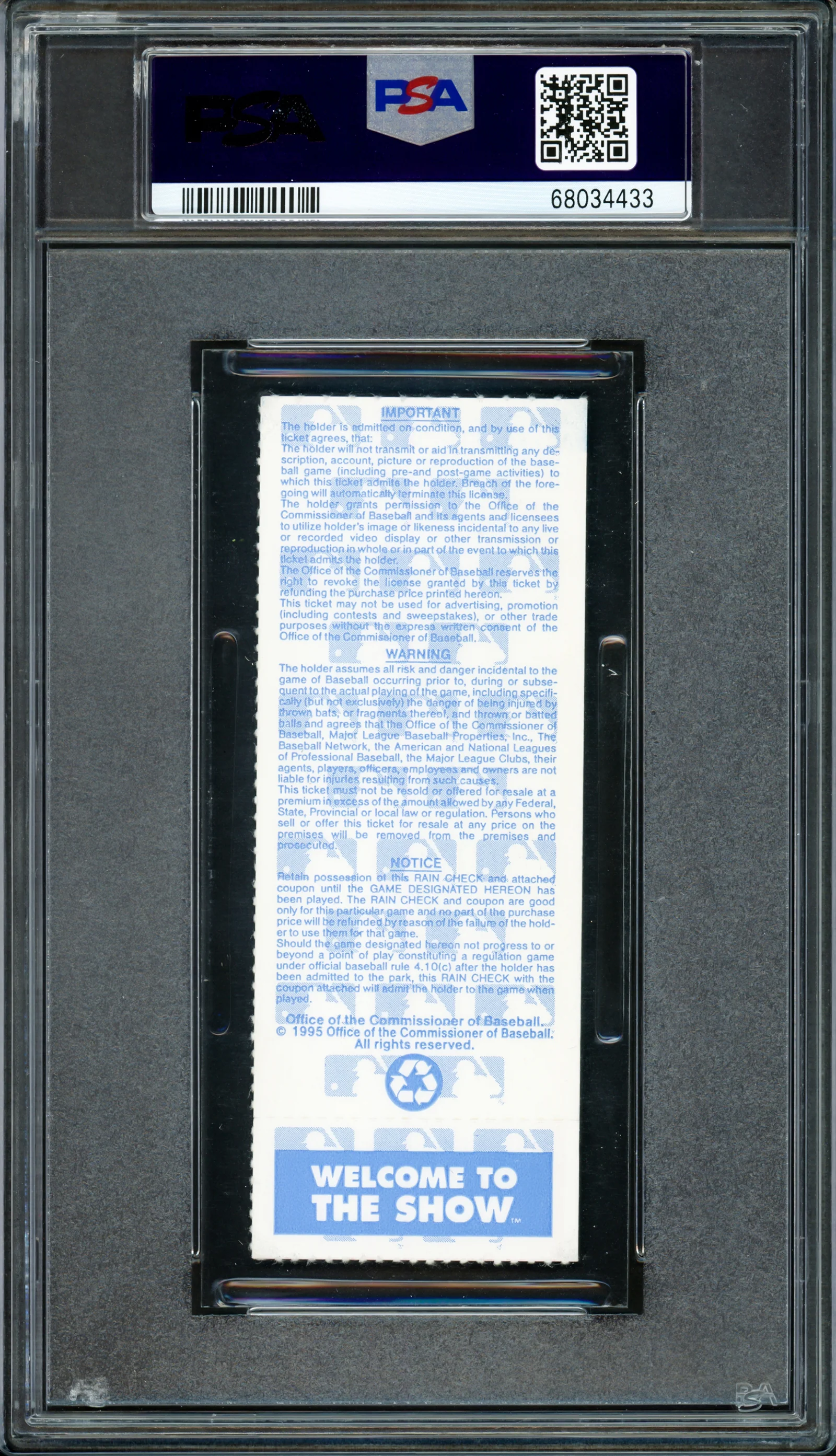 Ken Griffey Jr. Autographed October 6th, 1995 ALDS Game 3 Ticket Stub Seattle Mariners PSA 5 Auto Grade Gem Mint 10 "1995" Highest Graded PSA/DNA #68034433 - Image 2