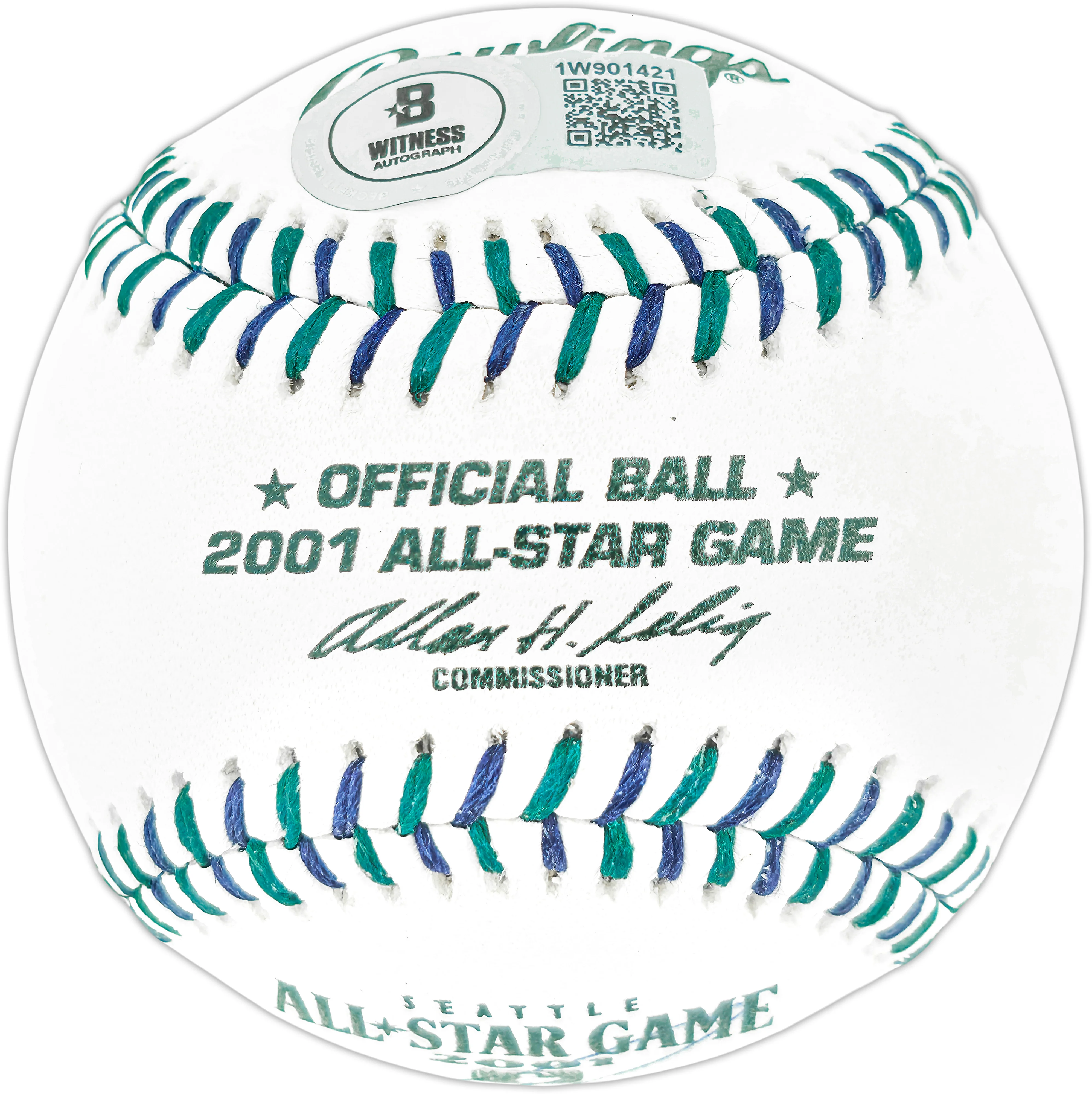 Ken Griffey Jr. Autographed Official 2001 All Star Game Logo Game Baseball Seattle Mariners Beckett BAS Witness Stock #253717 - Image 2