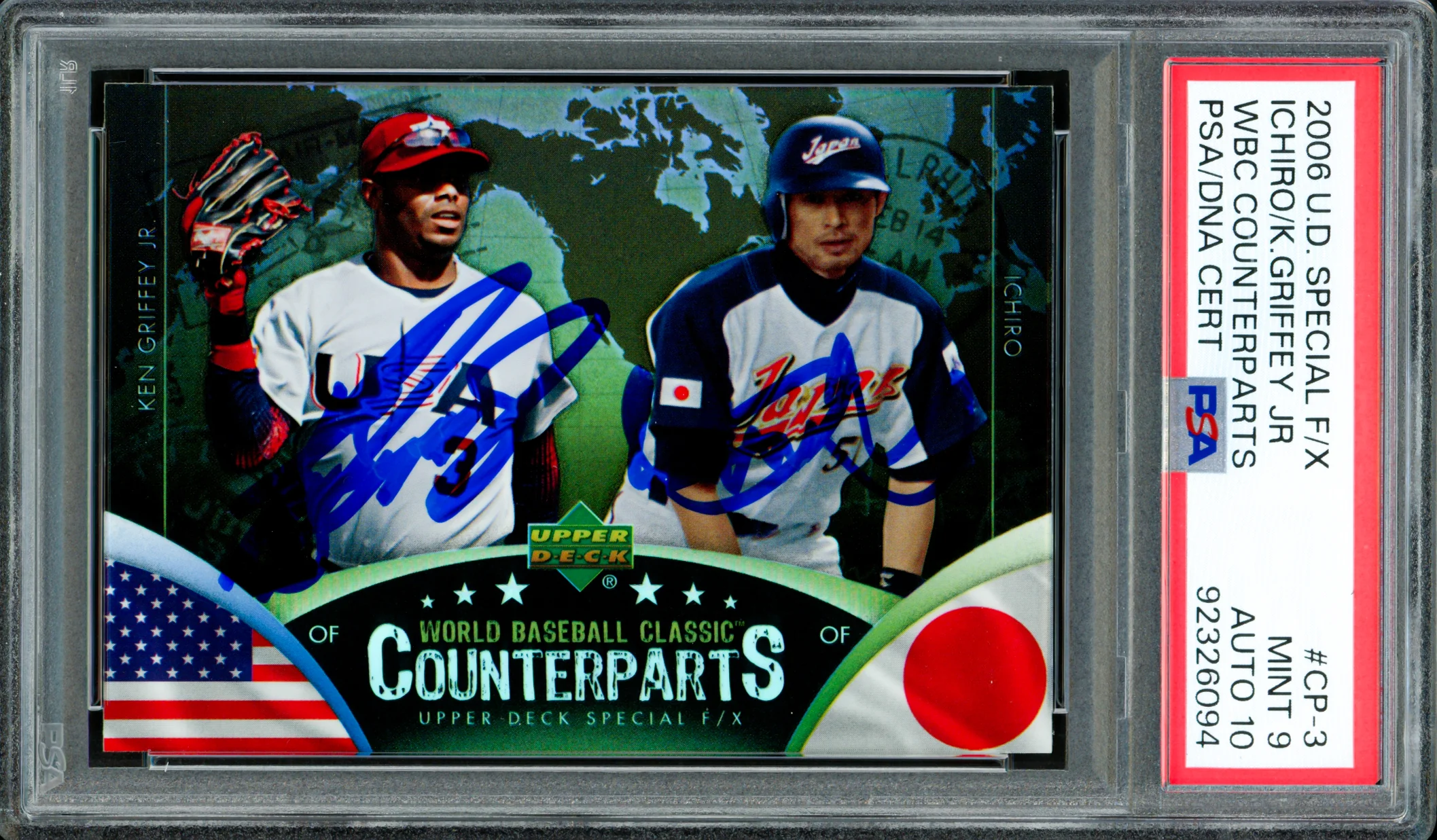 Ken Griffey Jr & Ichiro Suzuki Autographed 2006 UD Special F/X Card #CP3 PSA 9 Auto Grade Gem Mint 10 PSA/DNA #92326094