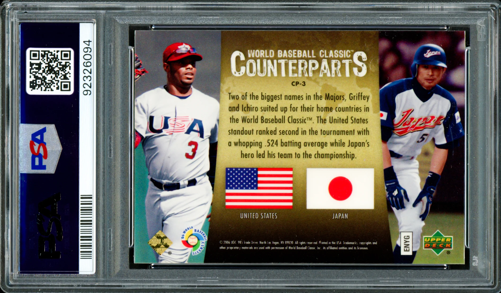 Ken Griffey Jr & Ichiro Suzuki Autographed 2006 UD Special F/X Card #CP3 PSA 9 Auto Grade Gem Mint 10 PSA/DNA #92326094 - Image 2