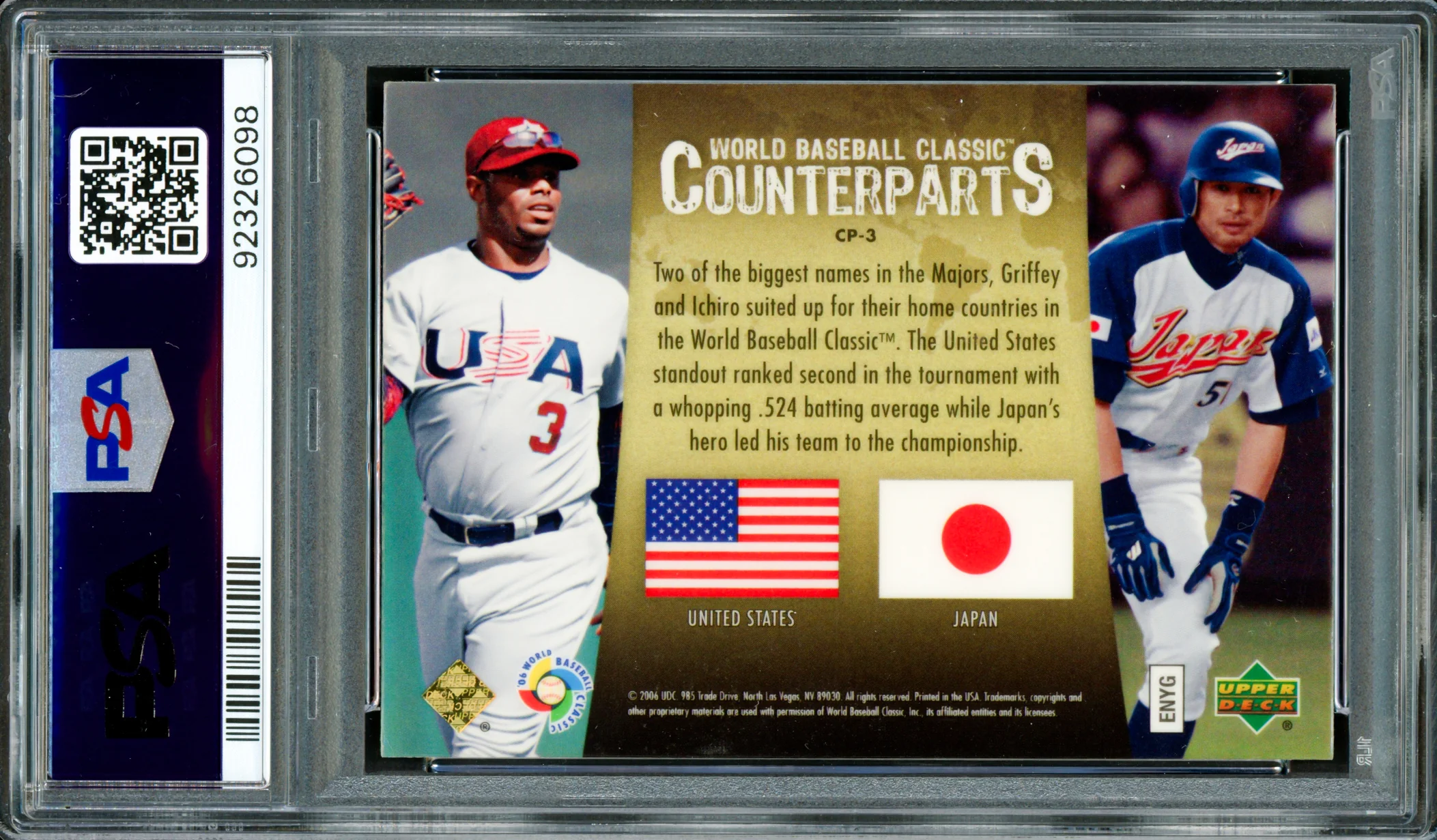 Ken Griffey Jr & Ichiro Suzuki Autographed 2006 UD Special F/X Card #CP3 PSA 9 Auto Grade Gem Mint 10 PSA/DNA #92326098 - Image 2