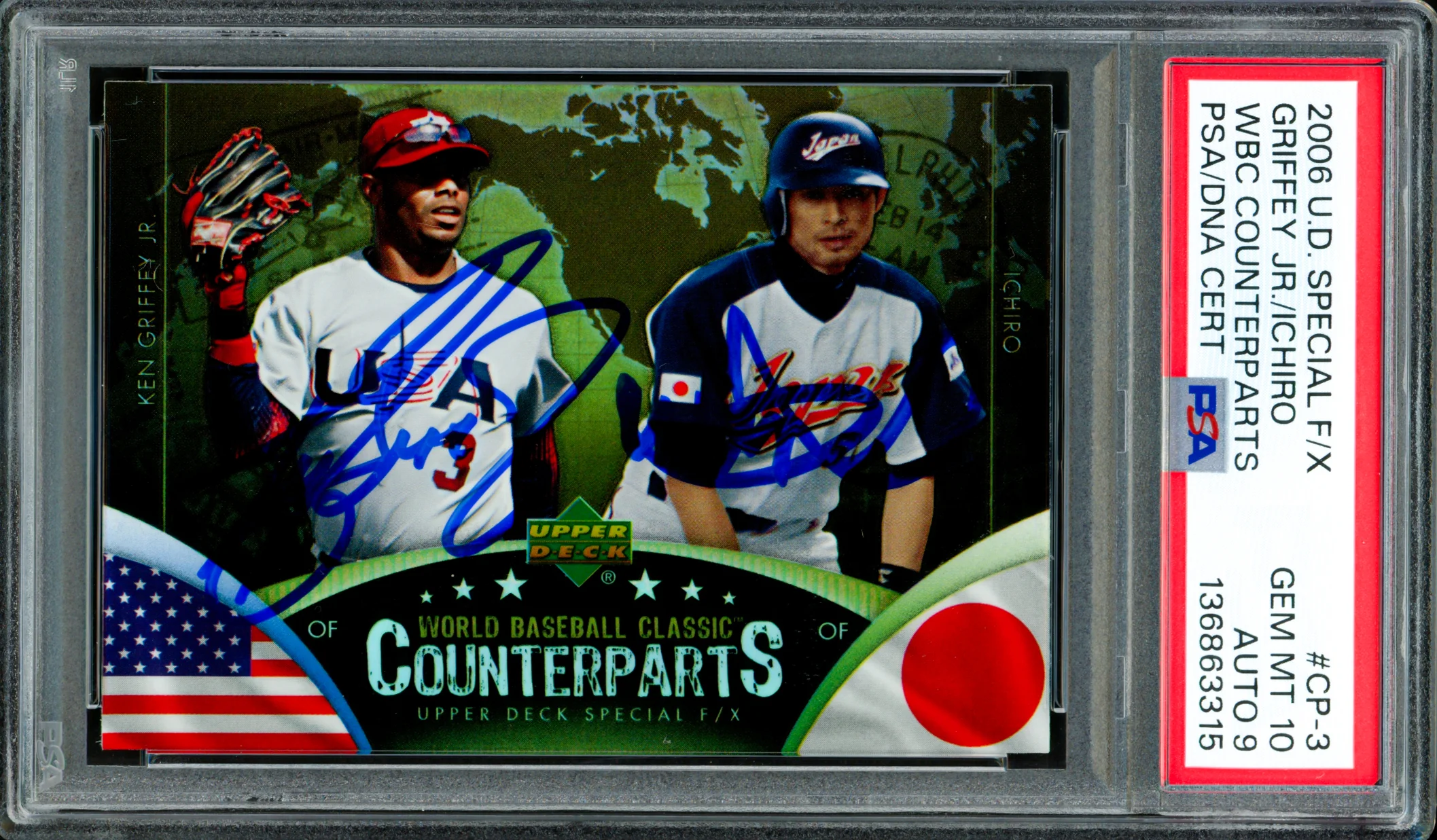 Ken Griffey Jr. & Ichiro Suzuki Autographed 2006 Upper Deck Special FX Card #CP-3 PSA 10 Auto Grade Mint 9 PSA/DNA #136863315