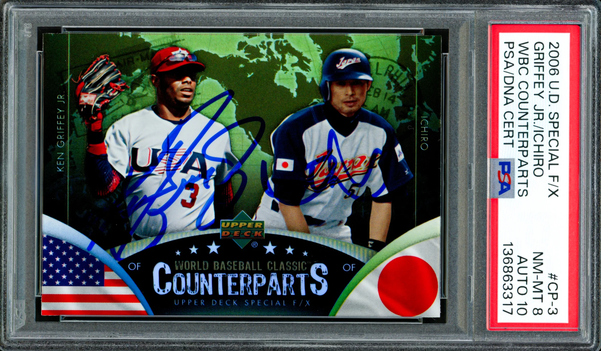 Ken Griffey Jr. & Ichiro Suzuki Autographed 2006 Upper Deck Special FX Card #CP-3 PSA 8 Auto Grade Gem Mint 10 PSA/DNA #136863317