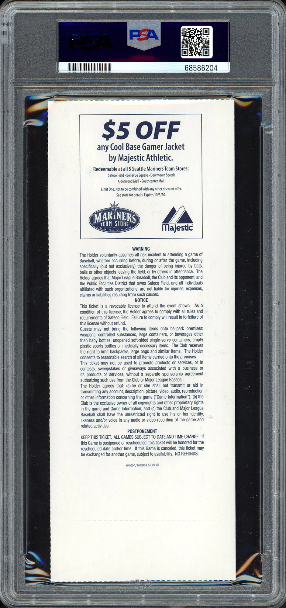 Ken Griffey Jr. & Ichiro Suzuki Autographed April 12th, 2010 Opening Day Ticket Stub Seattle Mariners PSA 5 Auto Grade Gem Mint 10 PSA/DNA #68586204 - Image 2