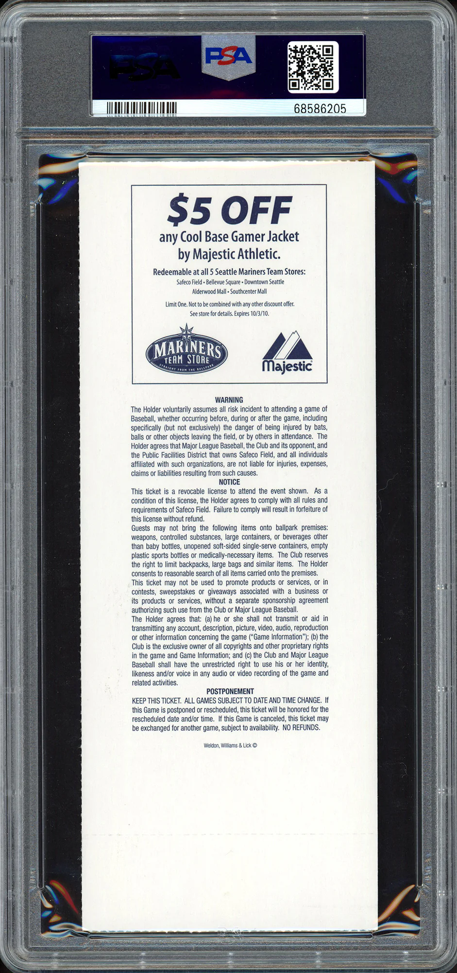 Ken Griffey Jr. & Ichiro Suzuki Autographed April 12th, 2010 Opening Day Ticket Stub Seattle Mariners PSA 5 Auto Grade Gem Mint 10 PSA/DNA #68586205 - Image 2