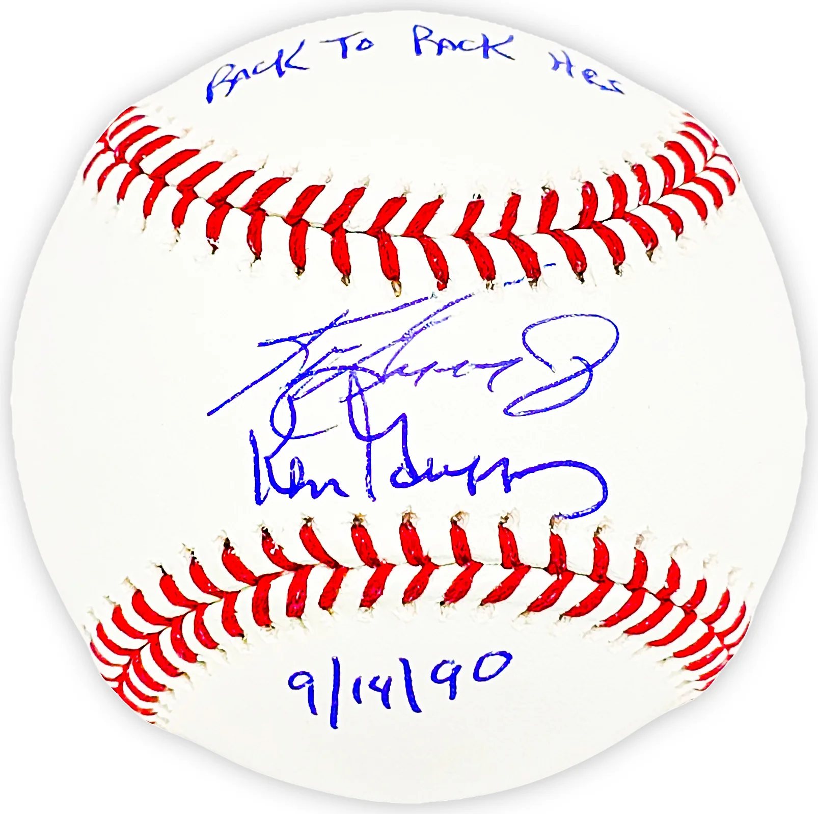Ken Griffey Jr. & Ken Griffey Sr. Autographed Official MLB Baseball Seattle Mariners "Back To Back HR 9/14/90" Tristar Holo & Beckett BAS Witness Stock #212465 - Image 2