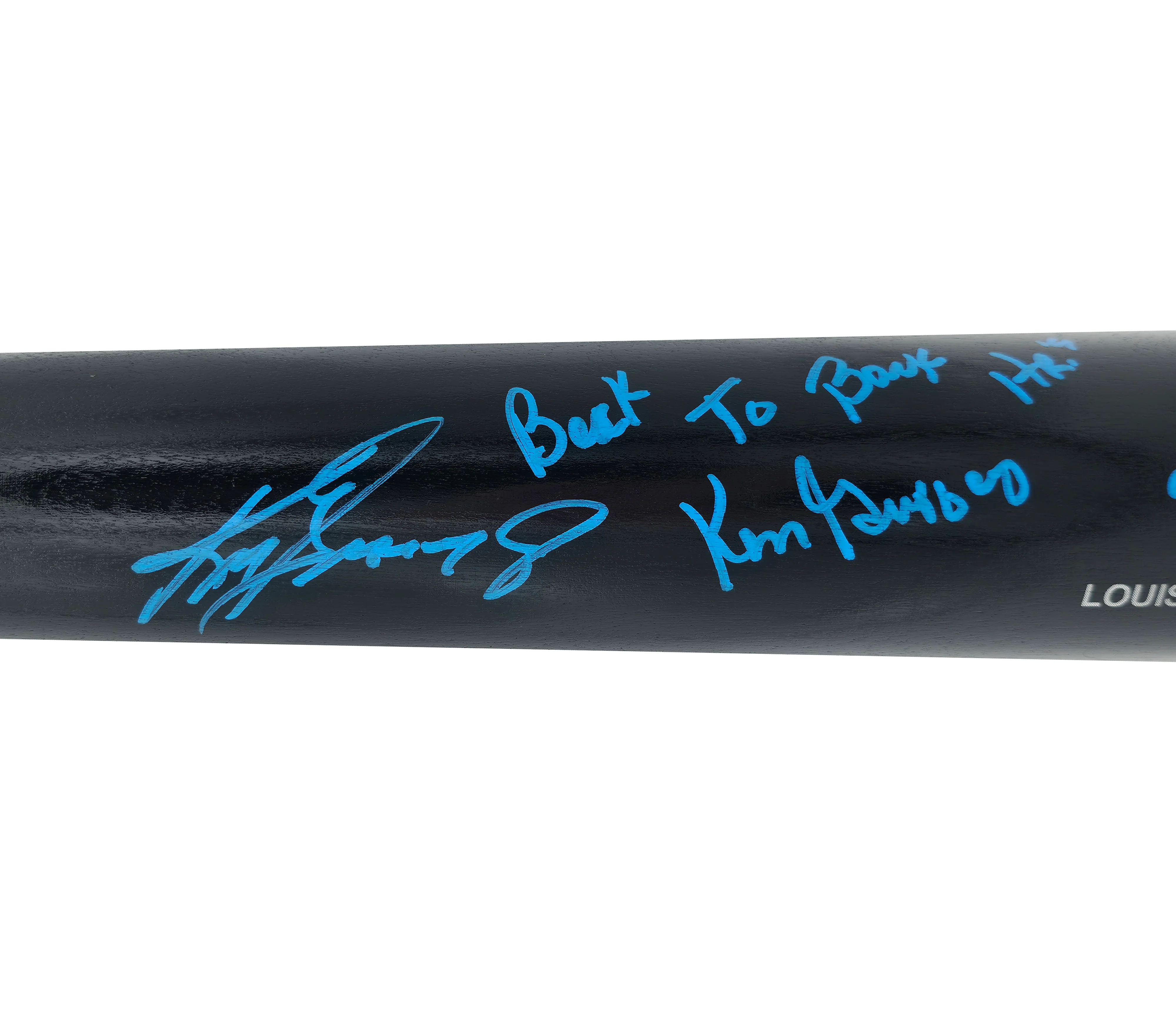 Ken Griffey Jr. & Sr. Autographed Black Louisville Slugger Pro Stock Baseball Bat Seattle Mariners "Back To Back HR 9/14/90" Beckett BAS Witness Stock #252417 - Image 3