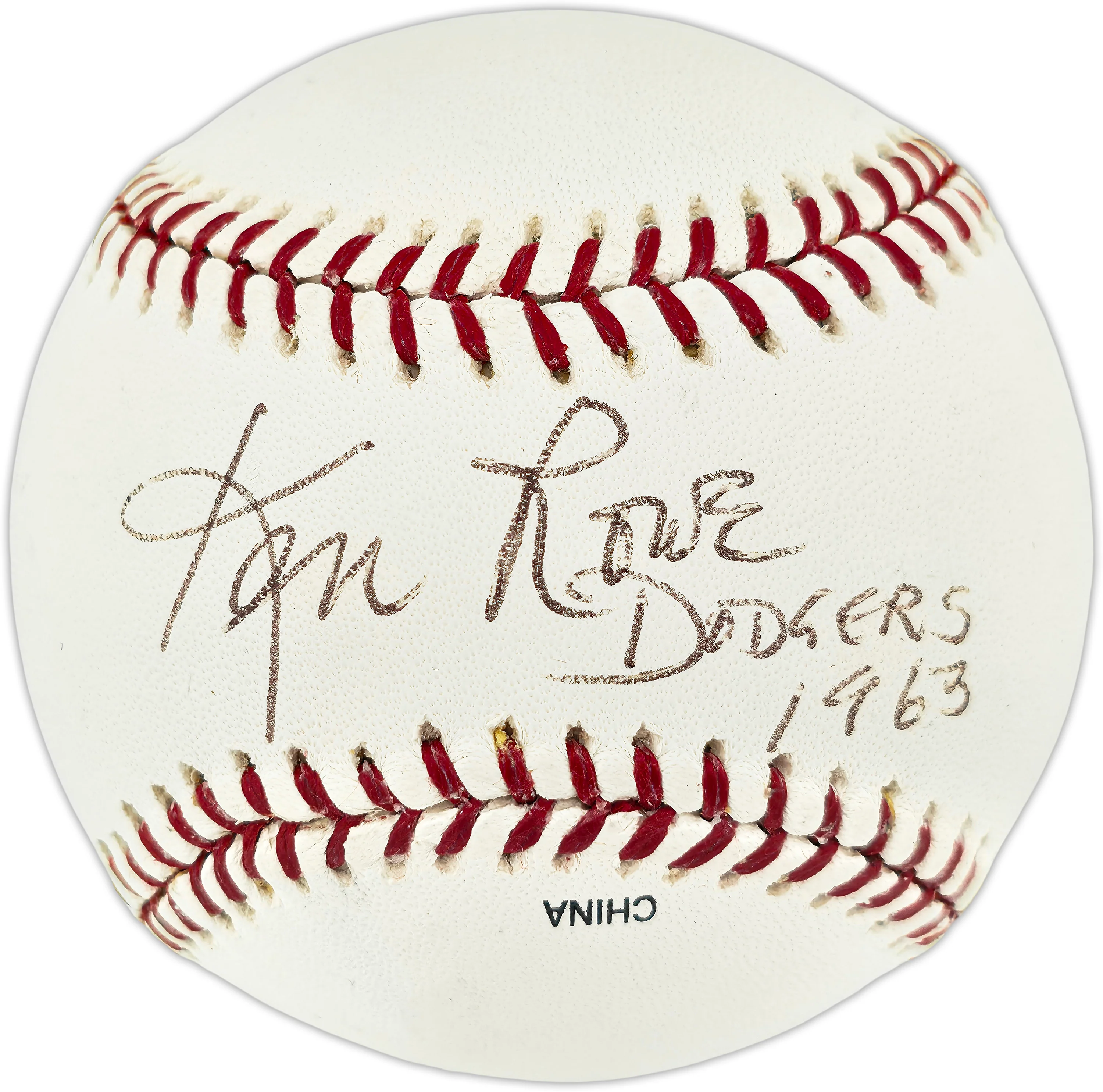 Ken Rowe Autographed Official Rawlings MLB Baseball Los Angeles Dodgers "Dodgers 1963" Beckett BAS QR #BU87241