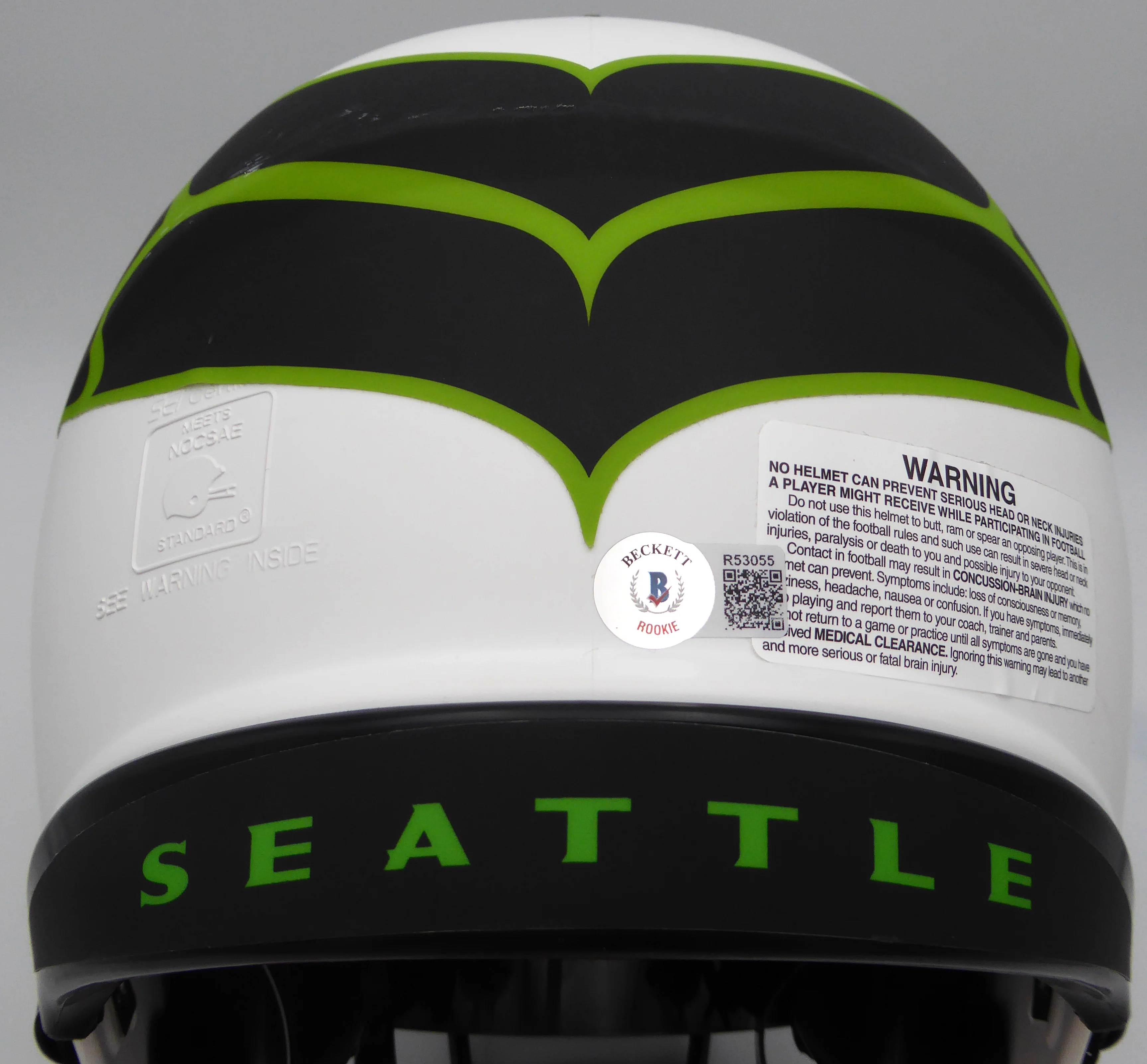 Kenneth Walker Autographed White Lunar Authentic Full Size Helmet Seattle Seahawks With Visor Beckett BAS QR #R53055 - Image 5