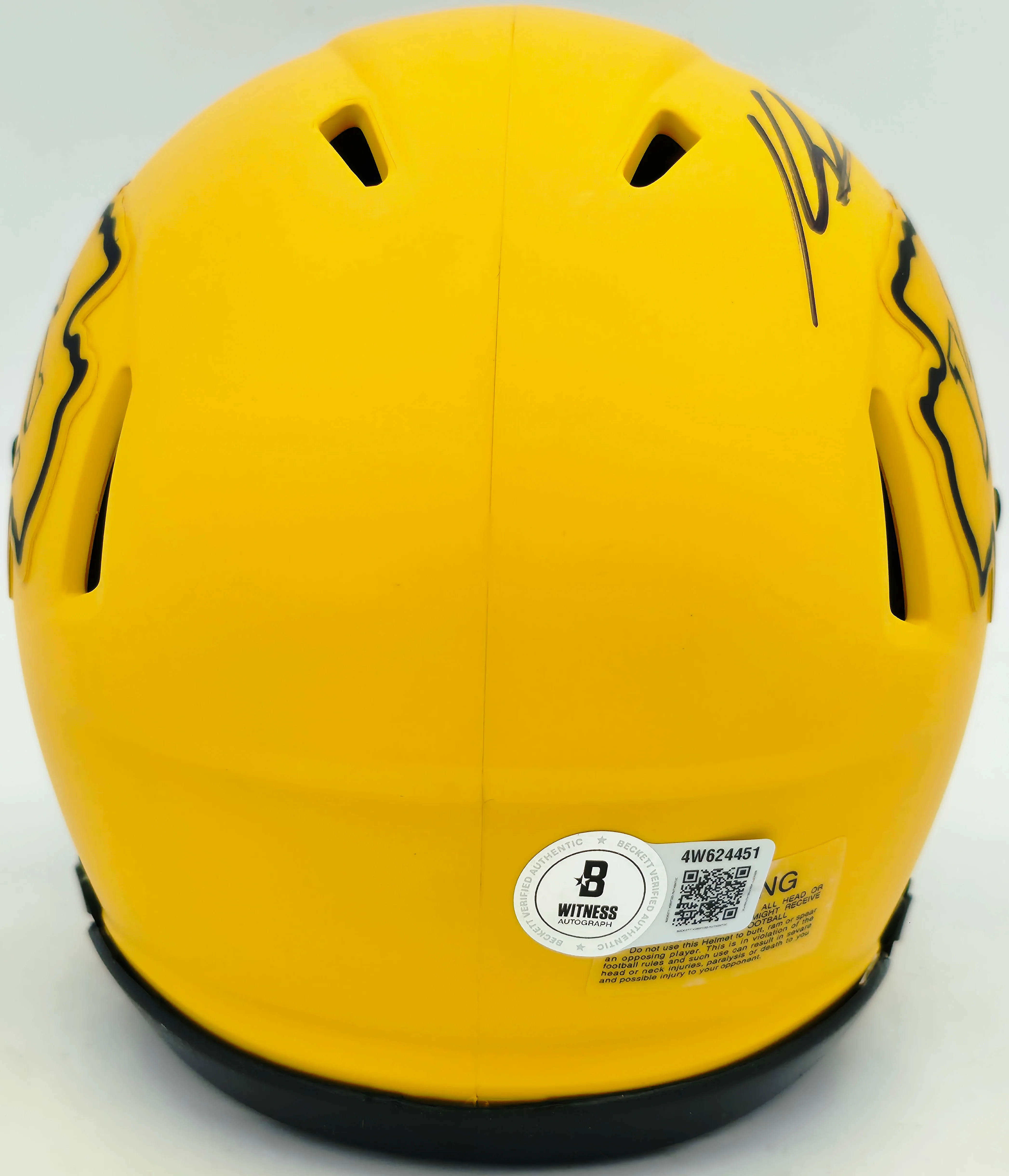 Kenneth Walker III Autographed Kansas City Chiefs Rave Yellow Rave Speed Mini Helmet Beckett BAS Witness Stock #262138 - Image 4