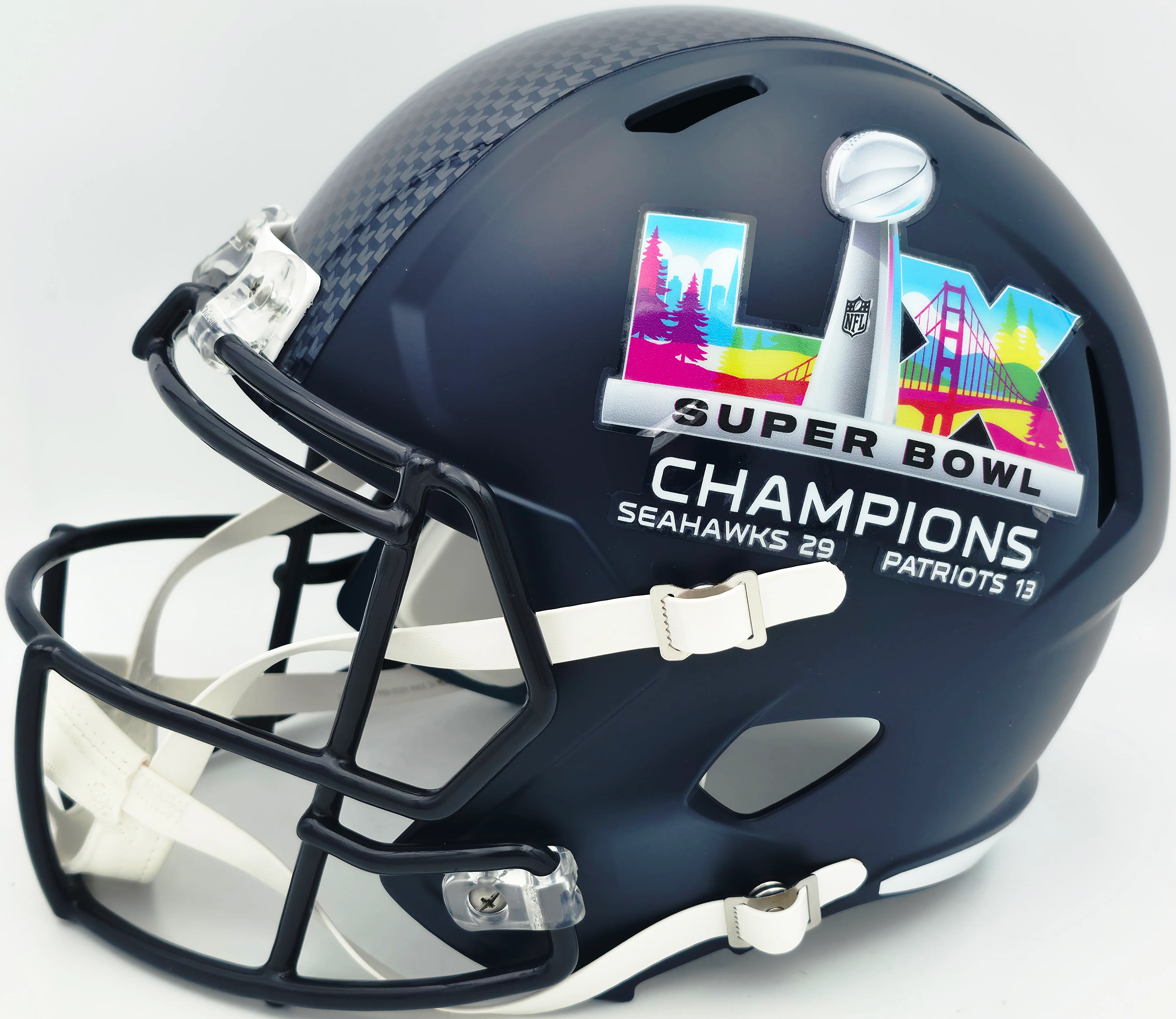Kenneth Walker III Autographed Seattle Seahawks Blue Full Size SB LX Champions Logo Speed Replica Helmet "SB LX MVP" Beckett BAS Witness Stock #262129 - Image 2