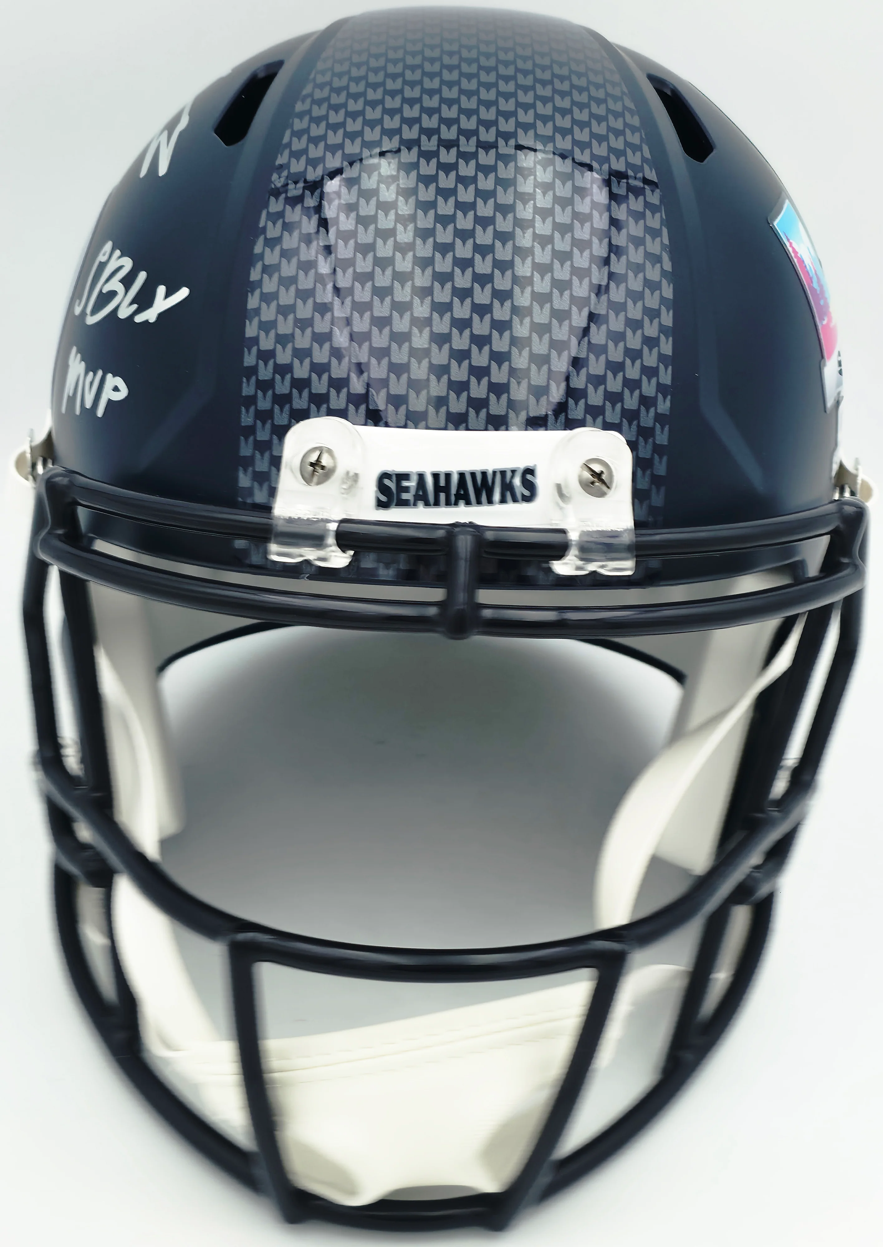 Kenneth Walker III Autographed Seattle Seahawks Blue Full Size SB LX Champions Logo Speed Replica Helmet "SB LX MVP" Beckett BAS Witness Stock #262129 - Image 5