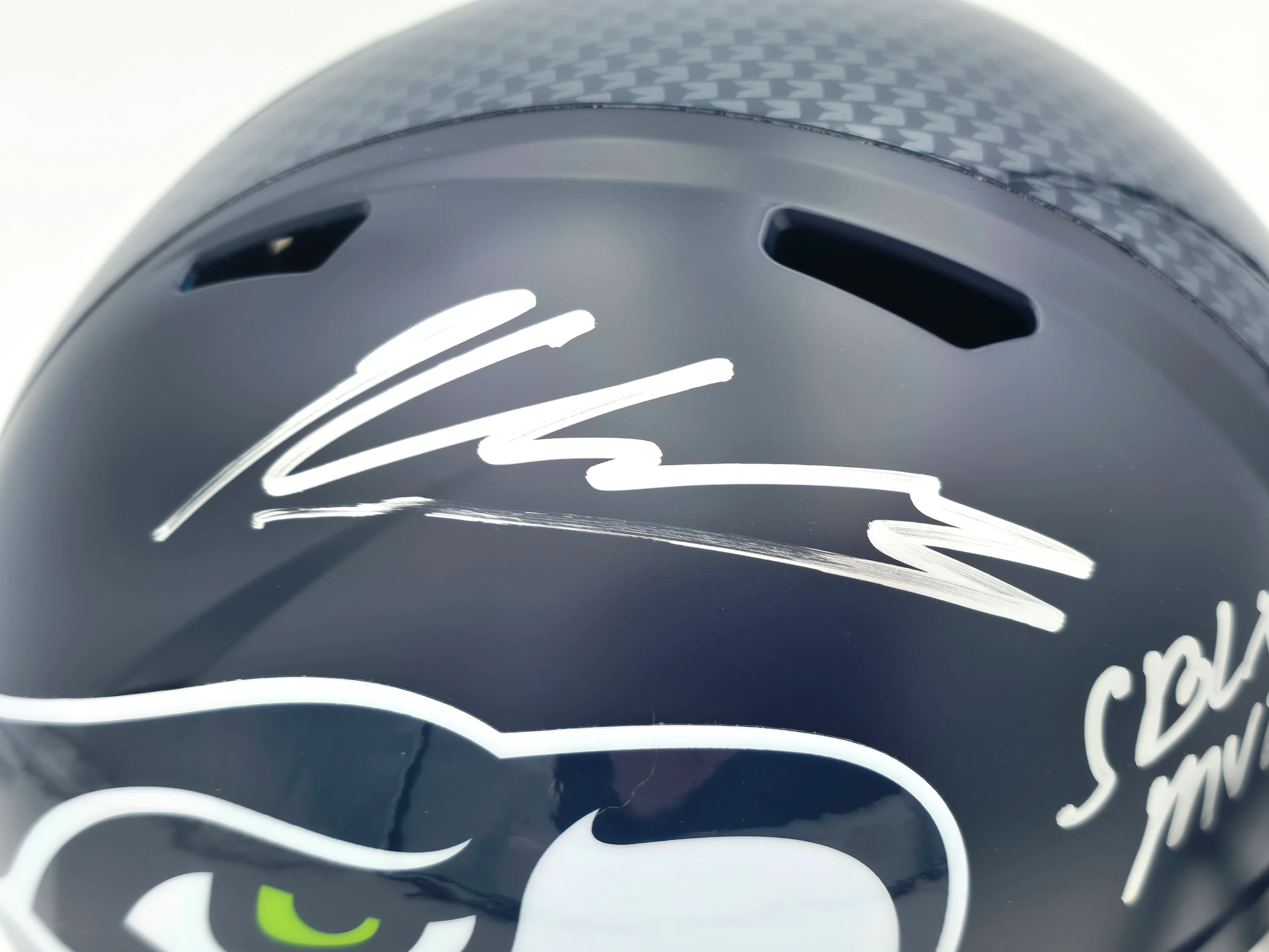 Kenneth Walker III Autographed Seattle Seahawks Blue Full Size Speed Replica Helmet "SB LX MVP" Beckett BAS Witness Stock #262131 - Image 2