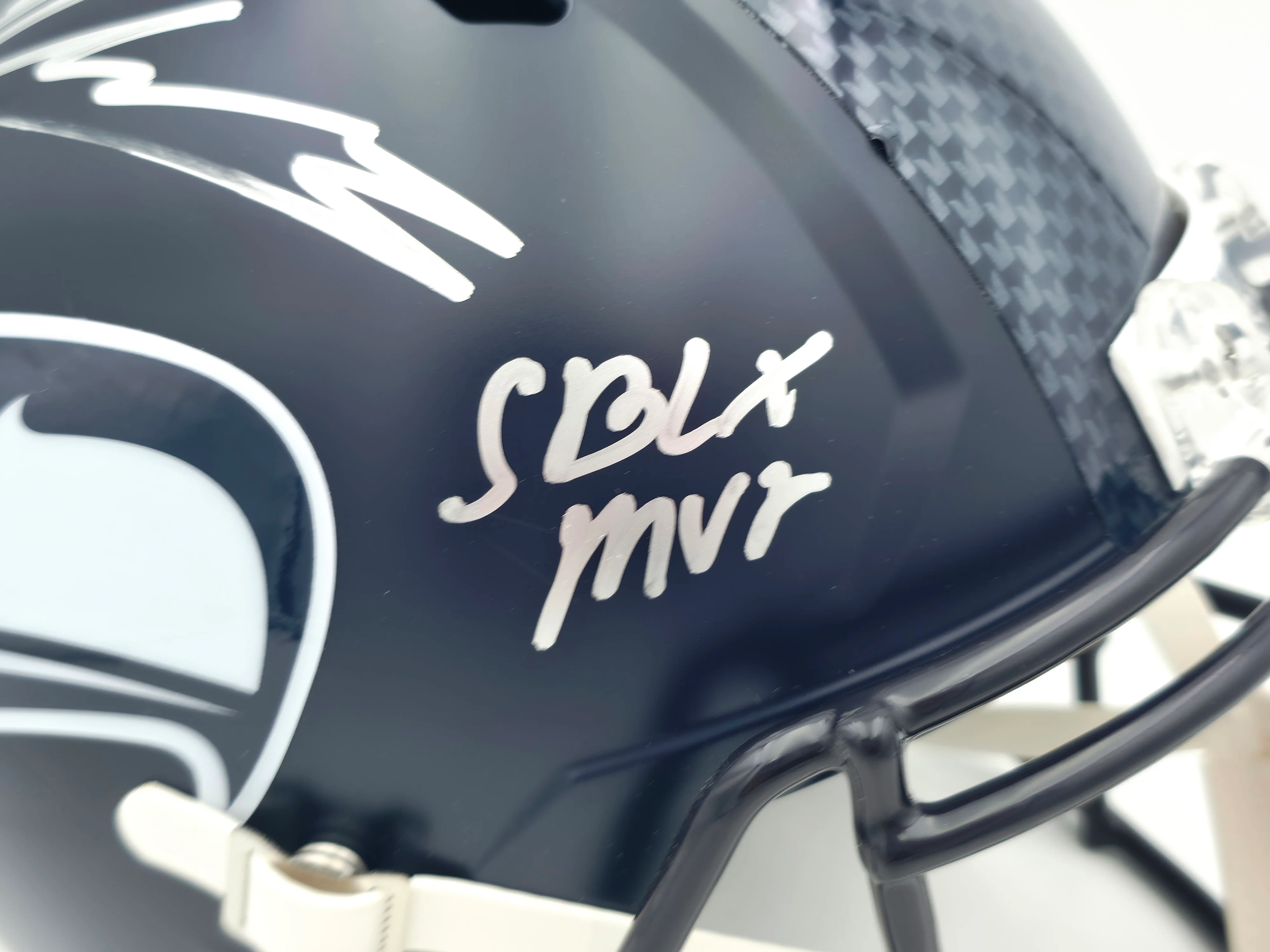 Kenneth Walker III Autographed Seattle Seahawks Blue Full Size Speed Replica Helmet "SB LX MVP" Beckett BAS Witness Stock #262131 - Image 3