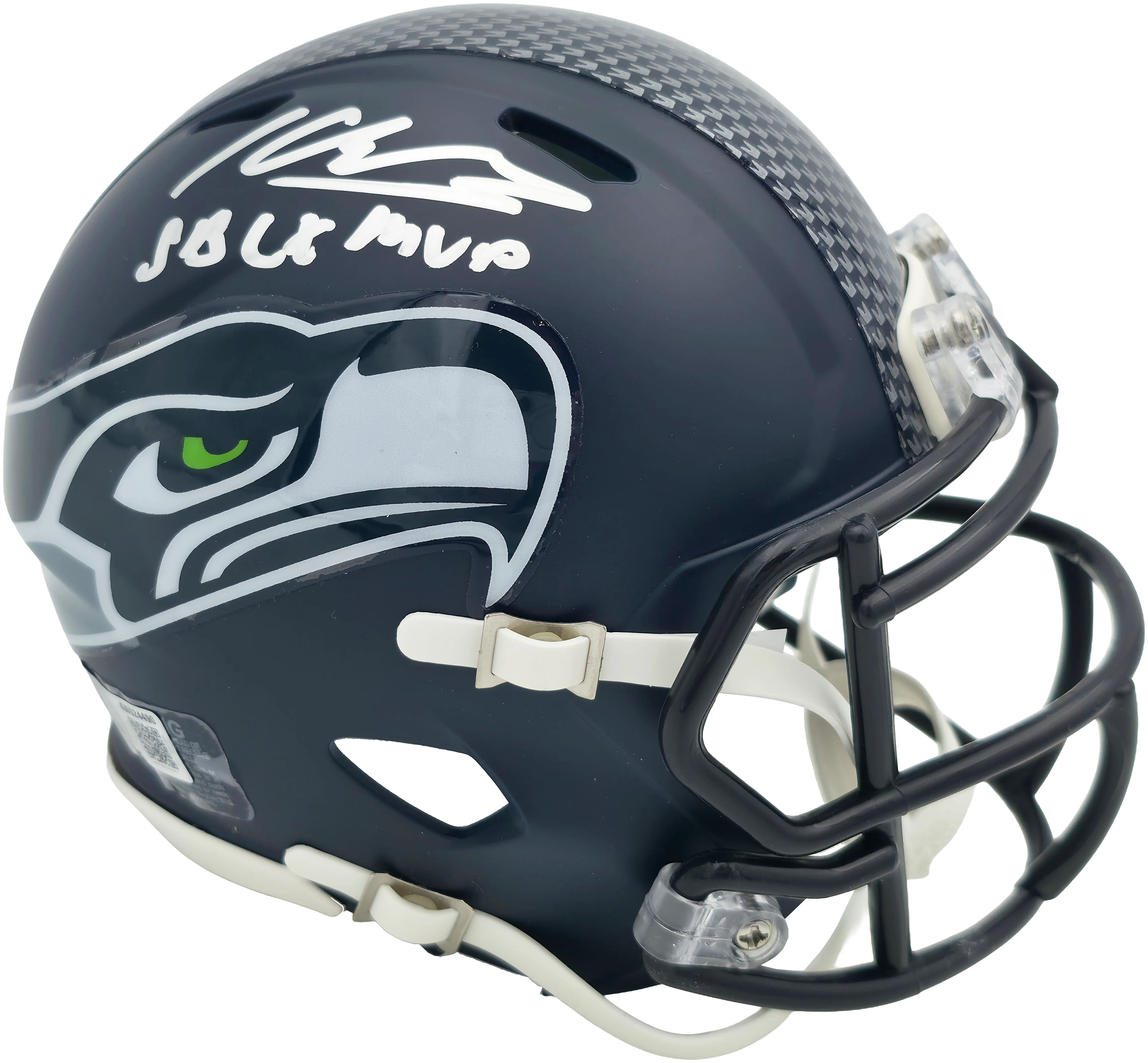Kenneth Walker III Autographed Seattle Seahawks Blue Super Bowl LX Champions Logo Speed Mini Helmet "SB LX MVP" Beckett BAS Witness Stock #262140