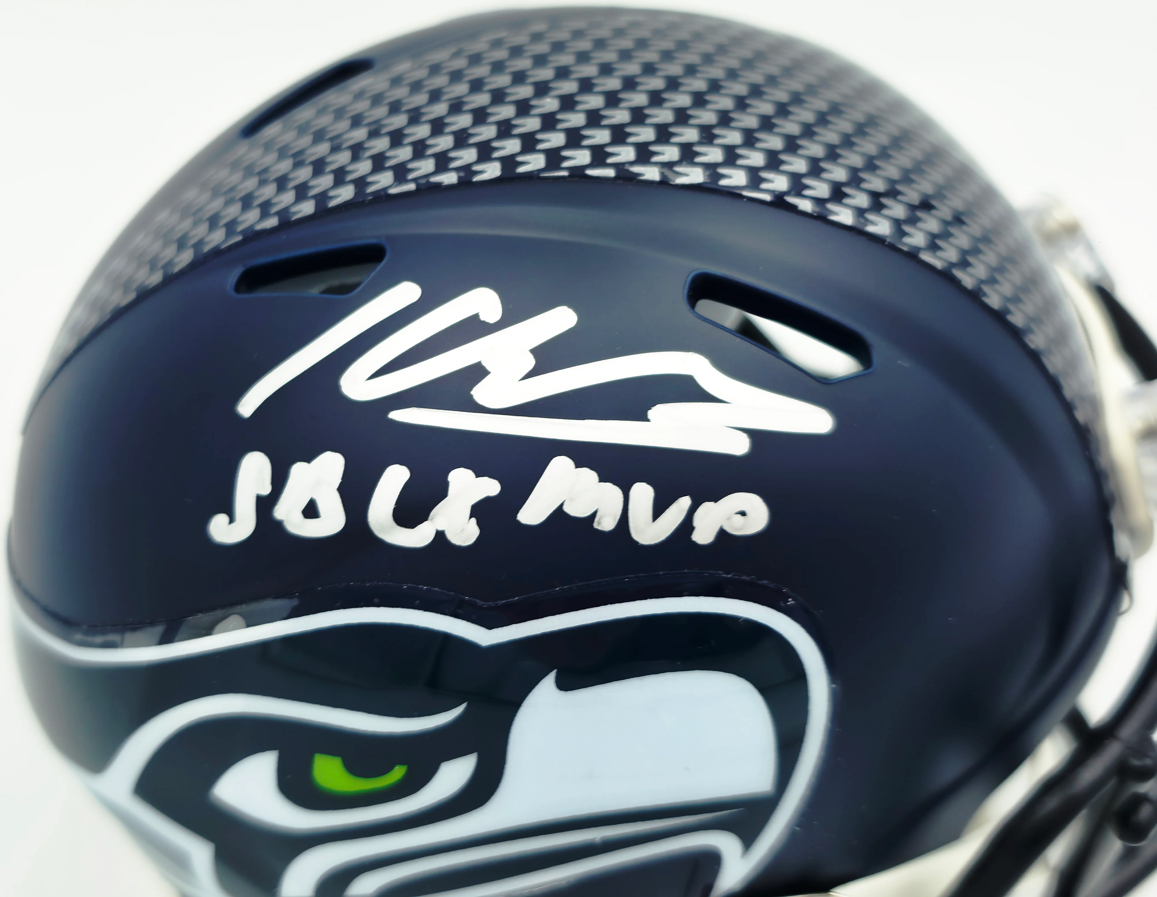 Kenneth Walker III Autographed Seattle Seahawks Blue Super Bowl LX Champions Logo Speed Mini Helmet "SB LX MVP" Beckett BAS Witness Stock #262140 - Image 2