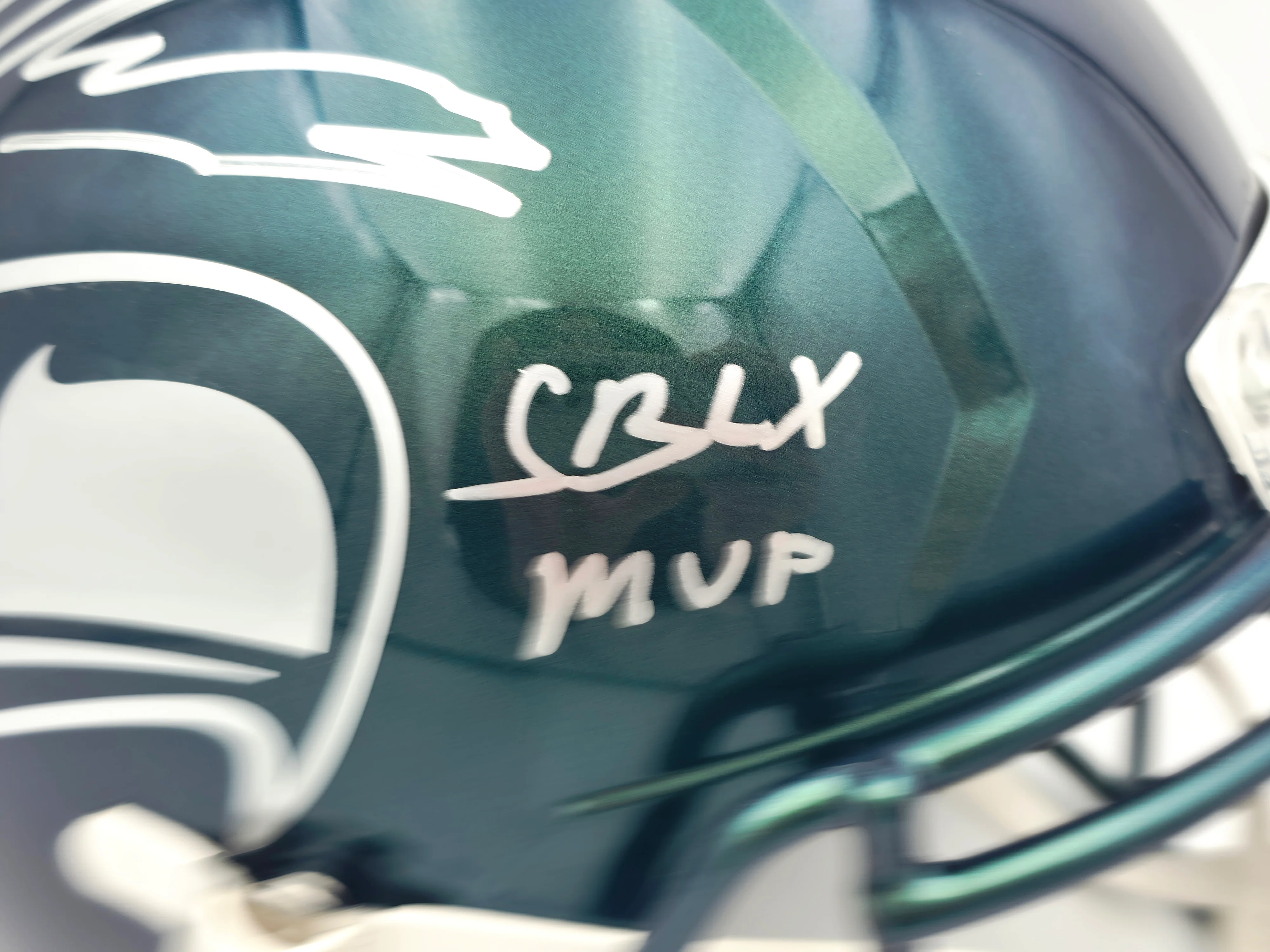 Kenneth Walker III Autographed Seattle Seahawks Metallic Green Full Size Rivalry Speed Replica Helmet "SB LX MVP" Beckett BAS Witness Stock #262128 - Image 3