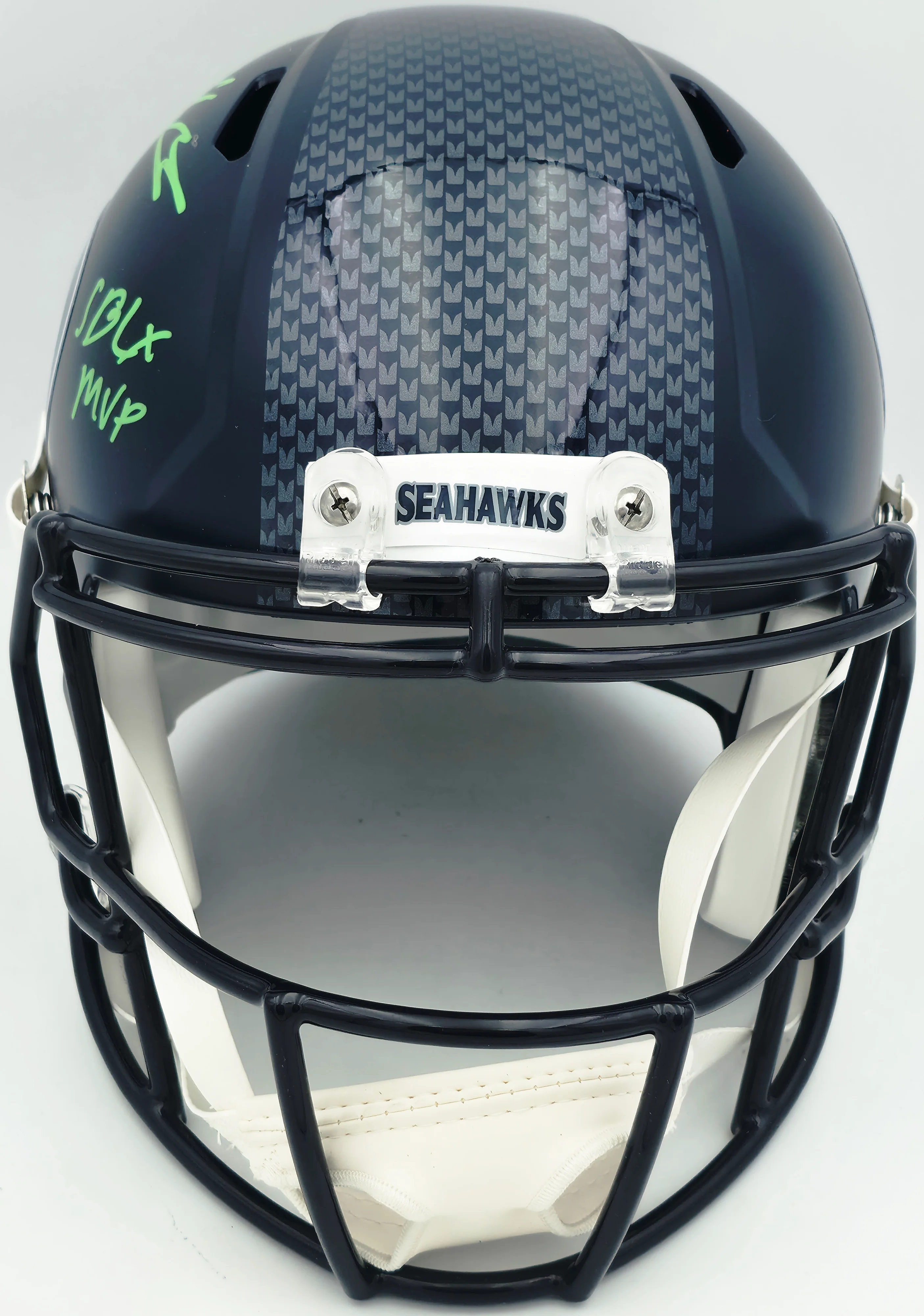 Kenneth Walker III & Malcolm Smith Autographed Seattle Seahawks Blue Full Size Speed Replica Helmet "SB LX MVP, SB LXVIII MVP" Beckett BAS Witness Stock #262125 - Image 5