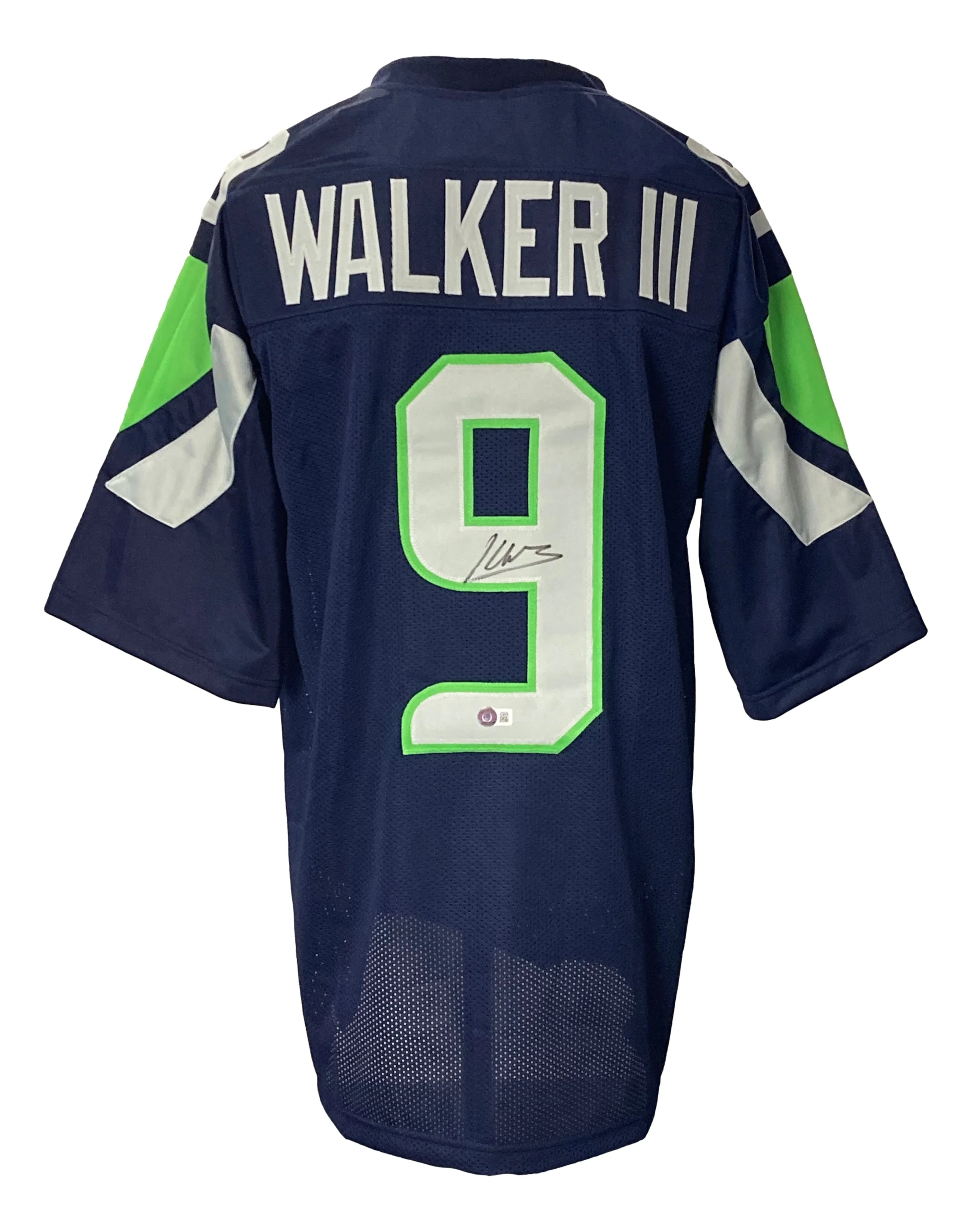 Kenneth Walker III Seattle Signed Navy Blue Football Jersey BAS - Image 6