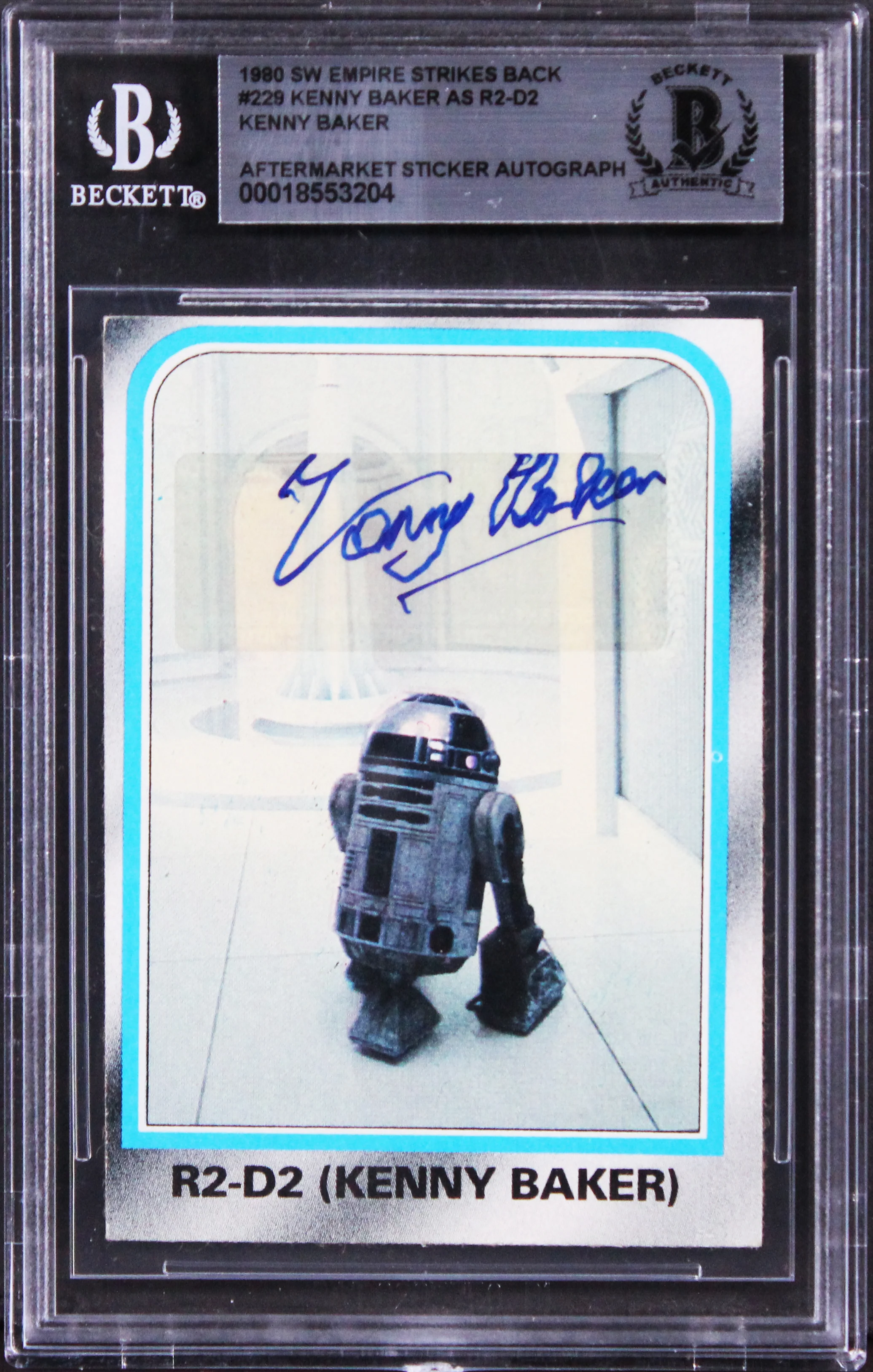 Kenny Baker Star Wars Signed 1980 Empire Strikes Back #229 Card BAS Slabbed 1 - Image 2