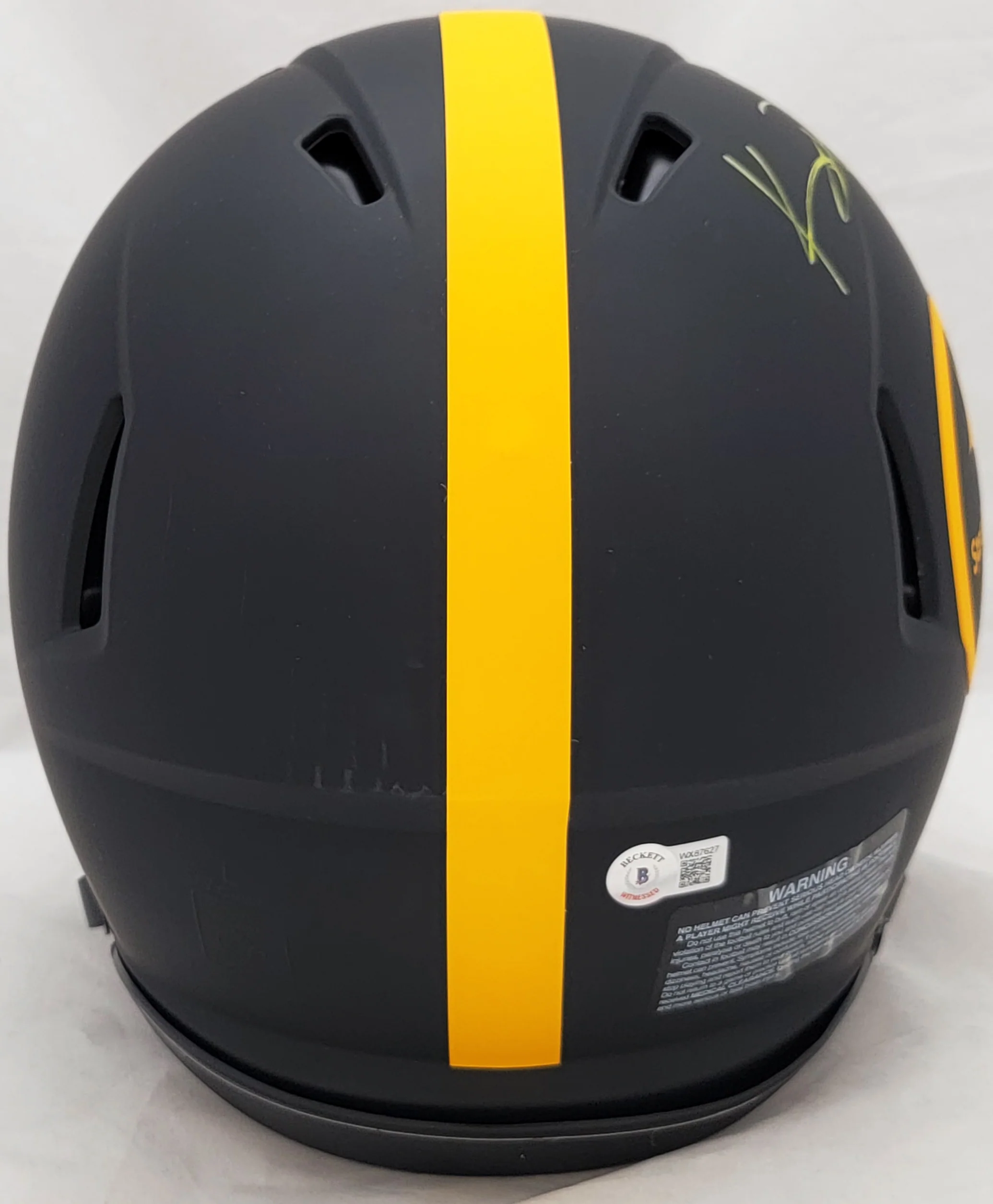 Kenny Pickett Autographed Pittsburgh Steelers Eclipse Black Full Size Authentic Speed Helmet Beckett BAS Witness Stock #207231 - Image 3