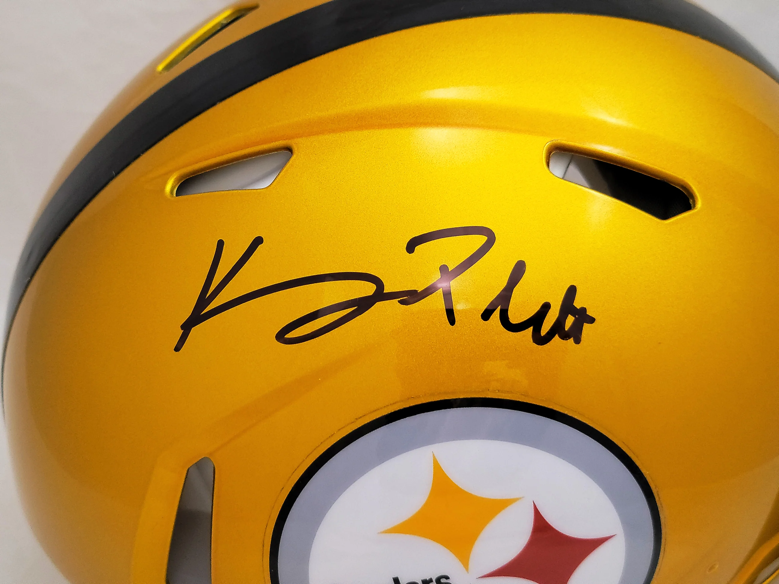Kenny Pickett Autographed Pittsburgh Steelers Flash Yellow Full Size Authentic Speed Helmet Beckett BAS QR Stock #205924 - Image 2
