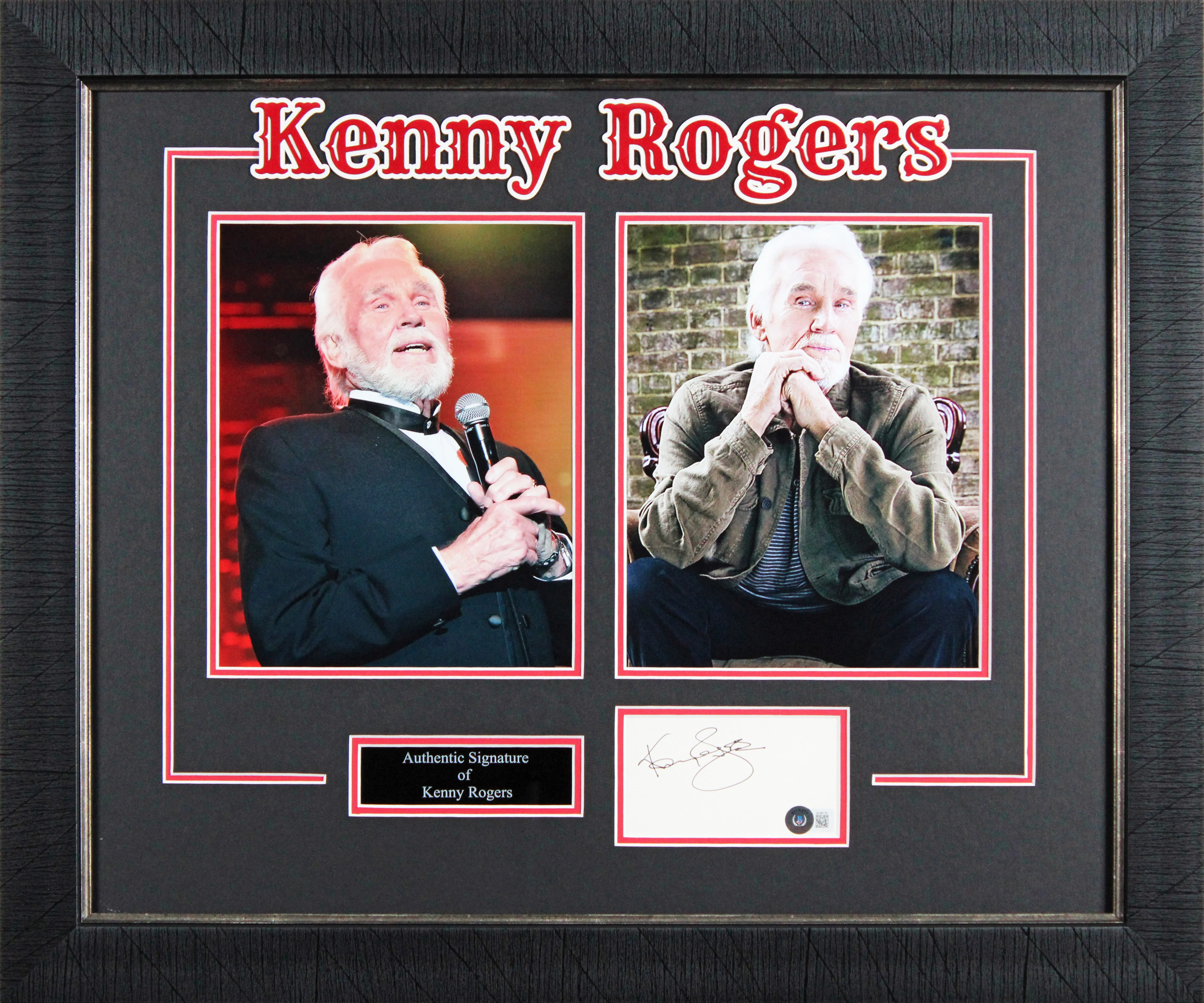 Kenny Rogers Authentic Signed 3x5 Index Card Framed Display Autographed BAS - Image 2