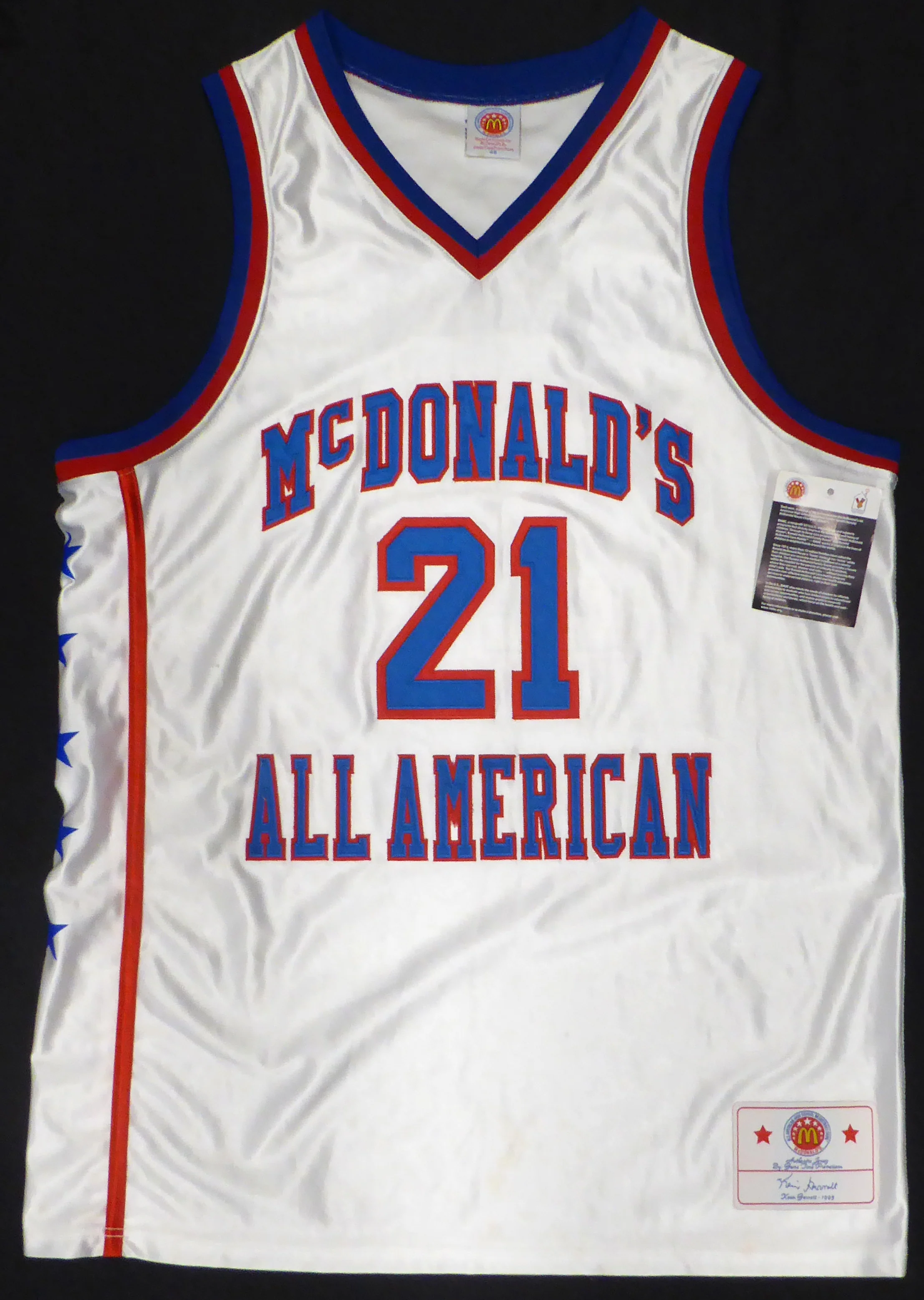 Kevin Garnett Autographed White 1995 McDonald's All American Jersey Size 48 Beckett BAS QR #BR84864 - Image 4