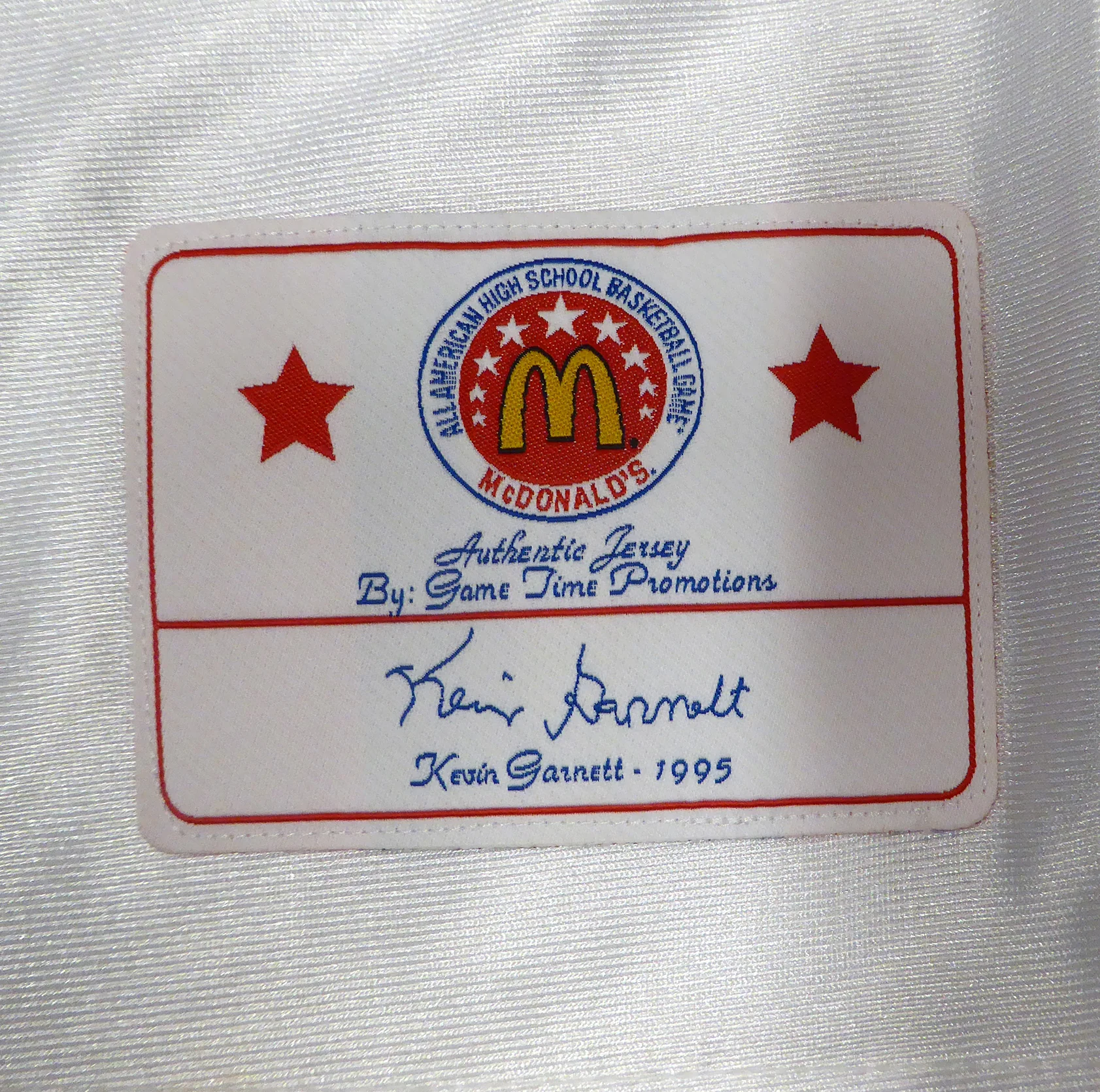 Kevin Garnett Autographed White 1995 McDonald's All American Jersey Size 48 Beckett BAS QR #BR84864 - Image 5