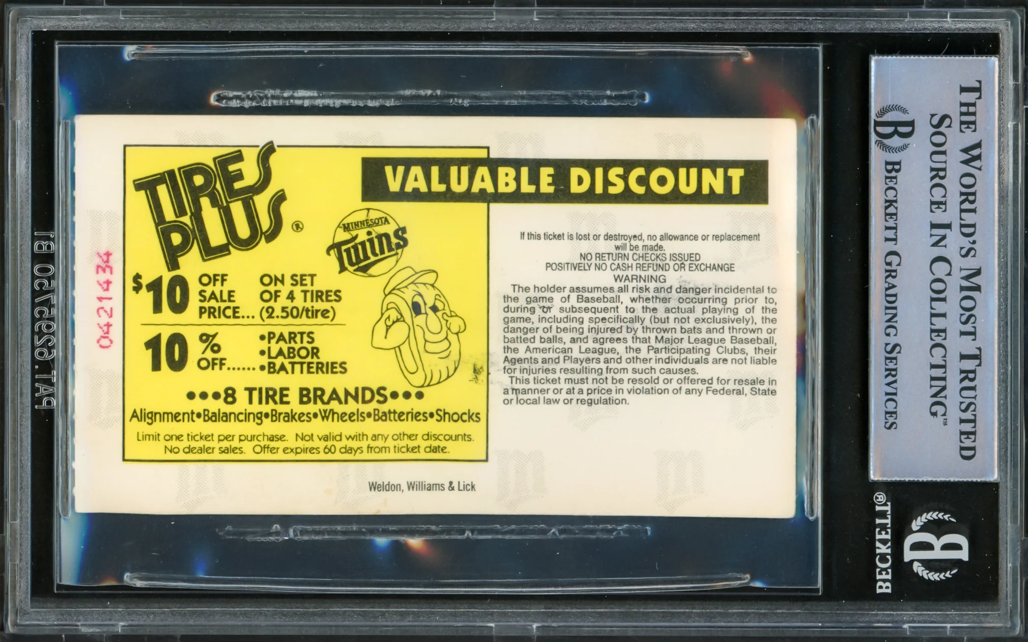 Kirby Puckett Autographed 1993 Home Ticket Minnesota Twins With Carl Willis Beckett BAS #15501082 - Image 2