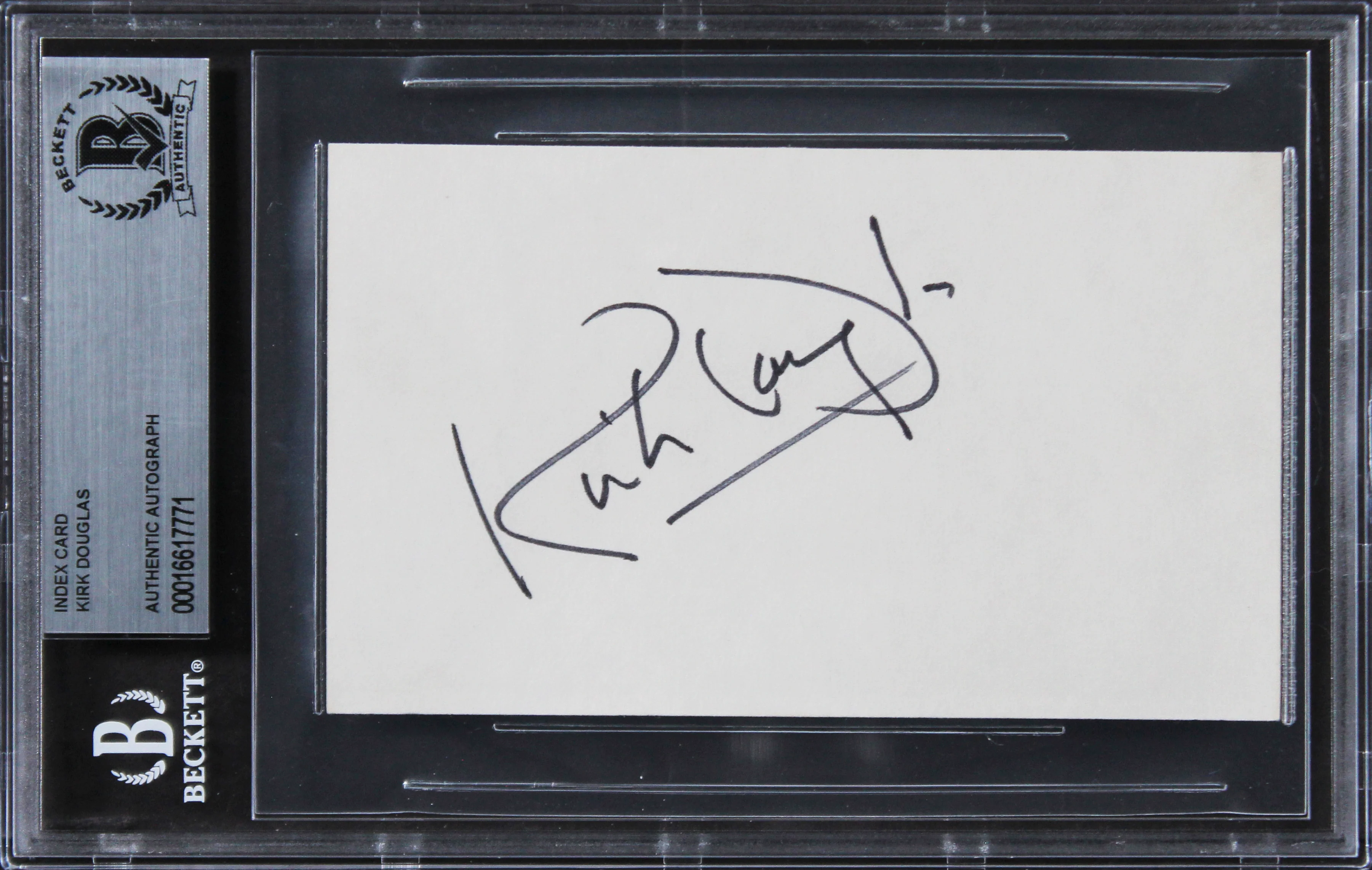 Kirk Douglas Spartacus Authentic Signed 3x5 Index Card Autographed BAS Slabbed 1 - Image 2