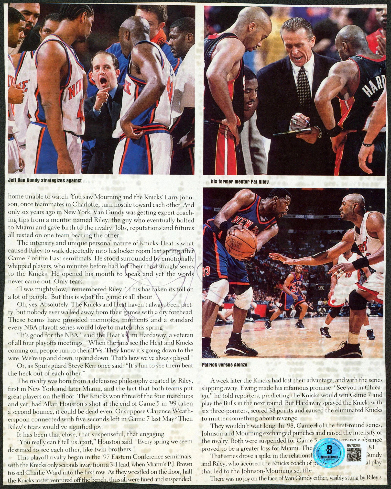 Knicks Patrick Ewing Authentic Signed Magazine Page Autographed BAS #BV70269 - Image 2