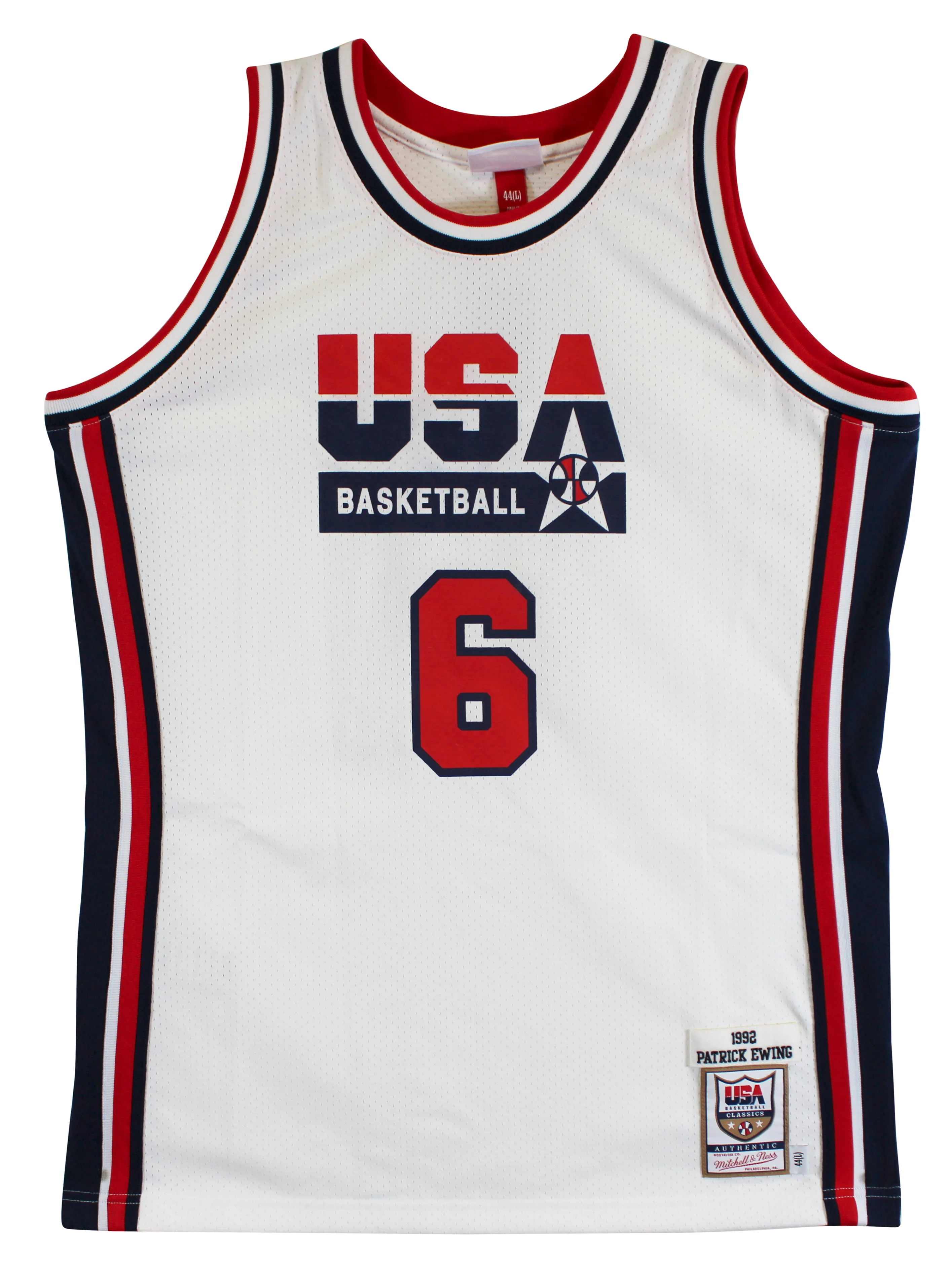 Knicks Patrick Ewing Signed White M&N 1992 USA Authentic Jersey BAS #BV01199 - Image 5