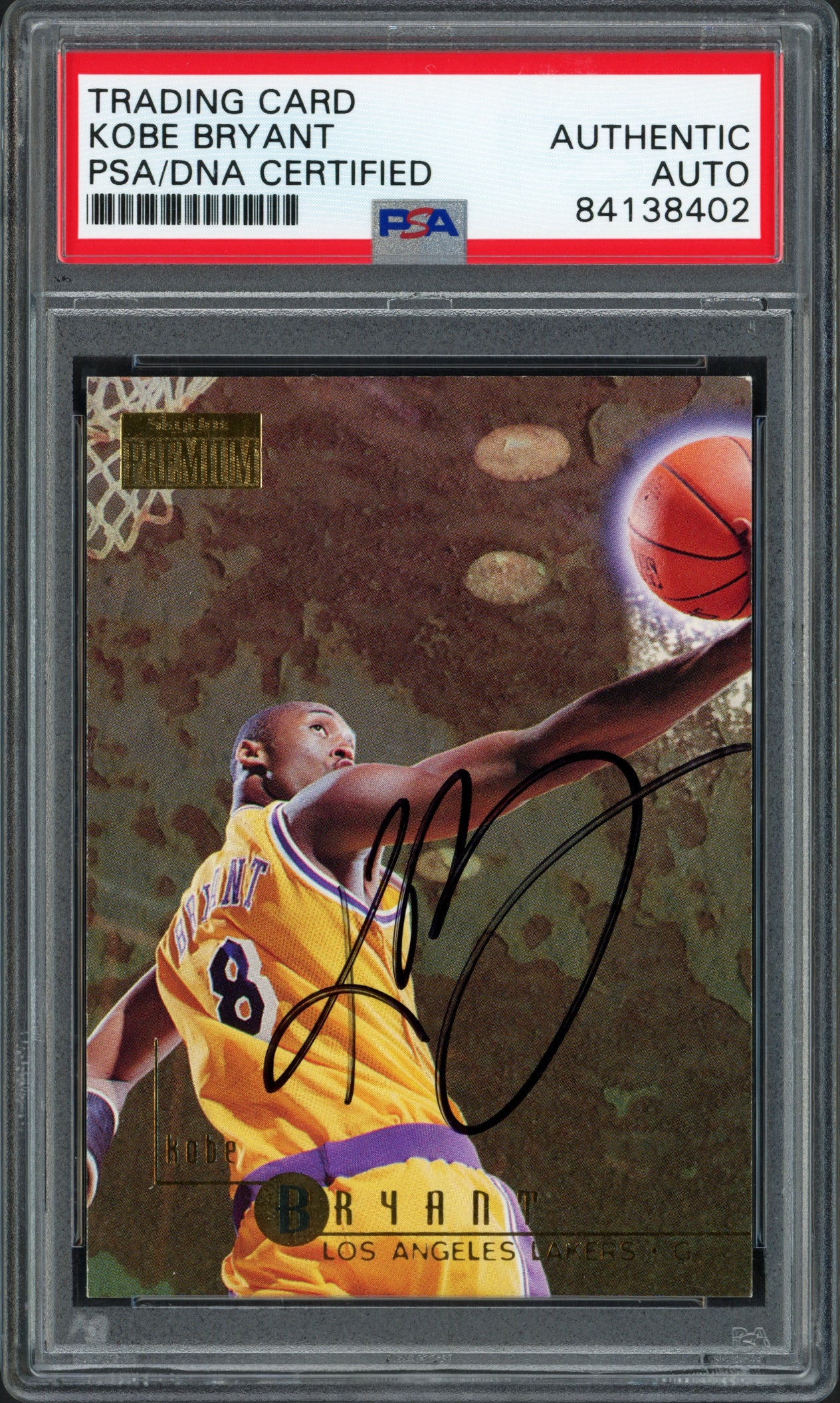 Kobe Bryant Autographed 1996-97 Skybox Premium Rookie Card #55 Los Angeles Lakers PSA/DNA #84138402